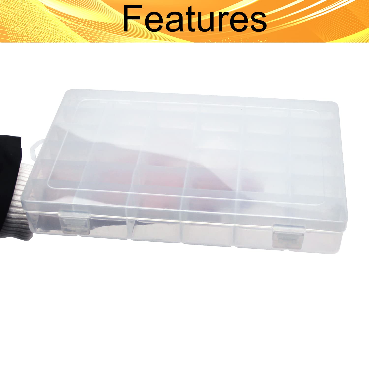 Clear Plastic Organizer Box - 36 Grids PP Storage Container for Jewelry, Beads, DIY Crafts & Fishing Tackles (10.83