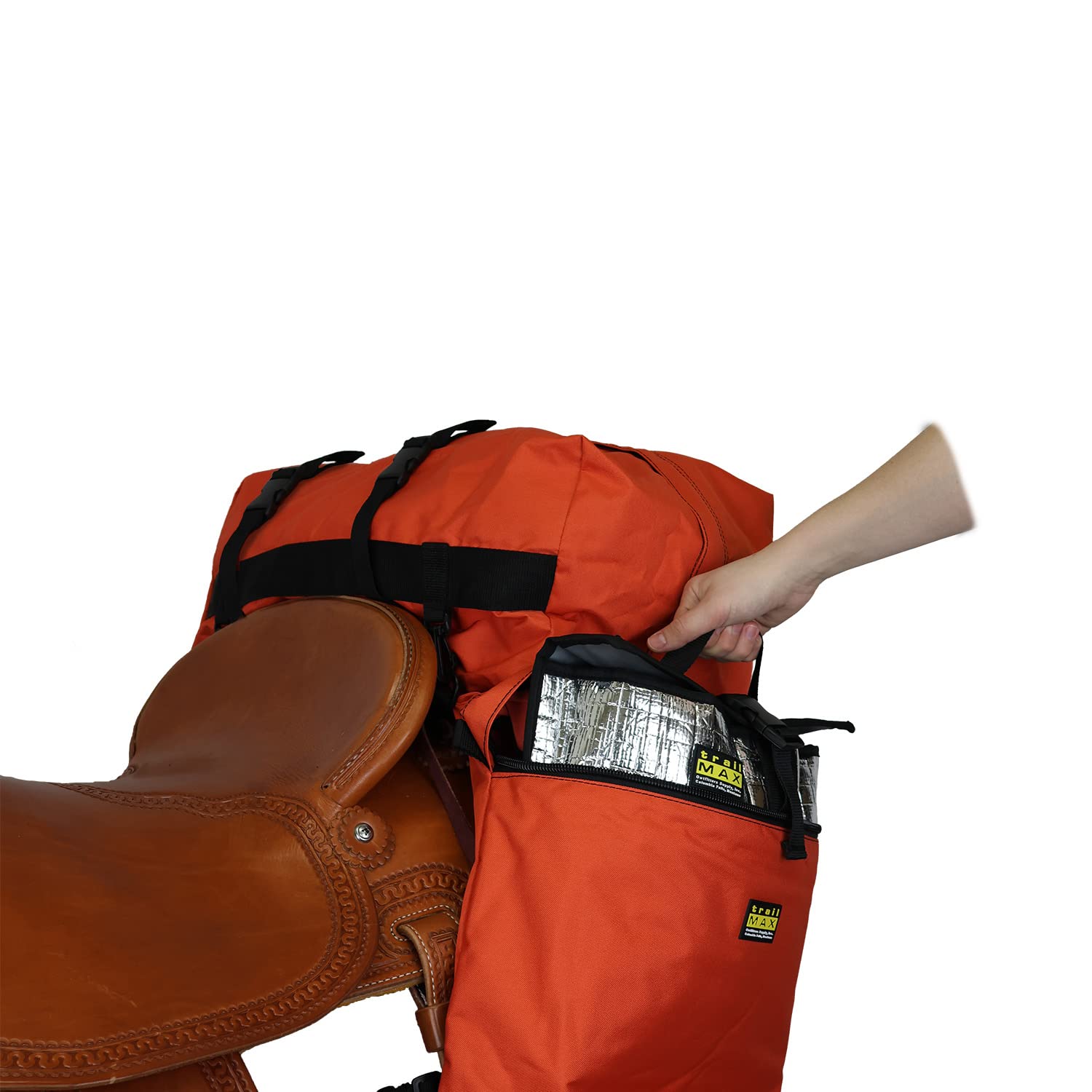 TrailMax Large Insulated Horse Saddlebags for Trail Riding - Detachable Cantle Bag Included - Western & Endurance Saddle Accessories - Perfect for Long Distance Horseback Riding & Outdoor Adventures