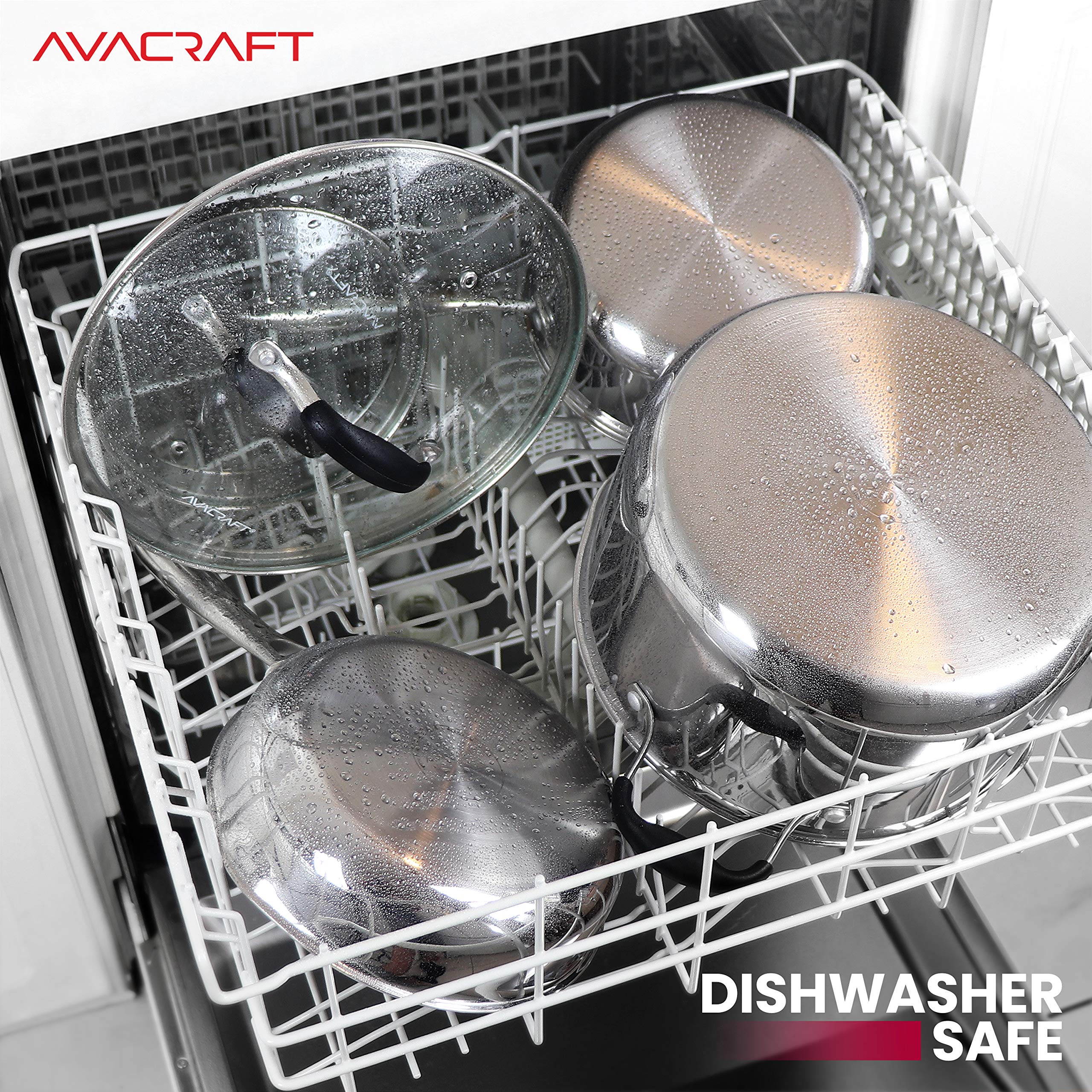 Premium AVACRAFT 18/10 Stainless Steel Cookware Set - 10-Piece Multi-Ply Pots and Pans Set for Professional Cooking | Durable Kitchen Essentials for Sauteing, Boiling & Frying | Ideal for Home Chefs & Restaurants