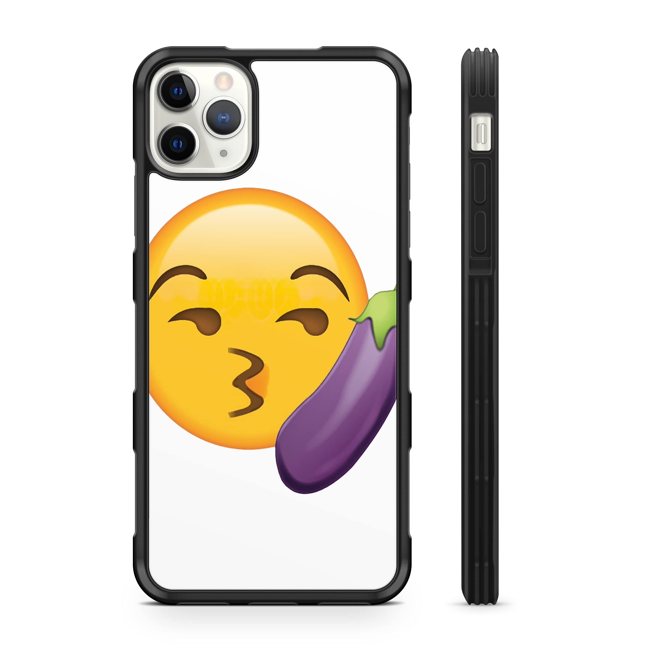 407Case Shockproof Rubber Phone Cover for iPhone 12 Pro Max (6.7 Inch) - Cute Eggplant & Kissing Emojis Design | Durable Protection for Daily Use, Work & Travel