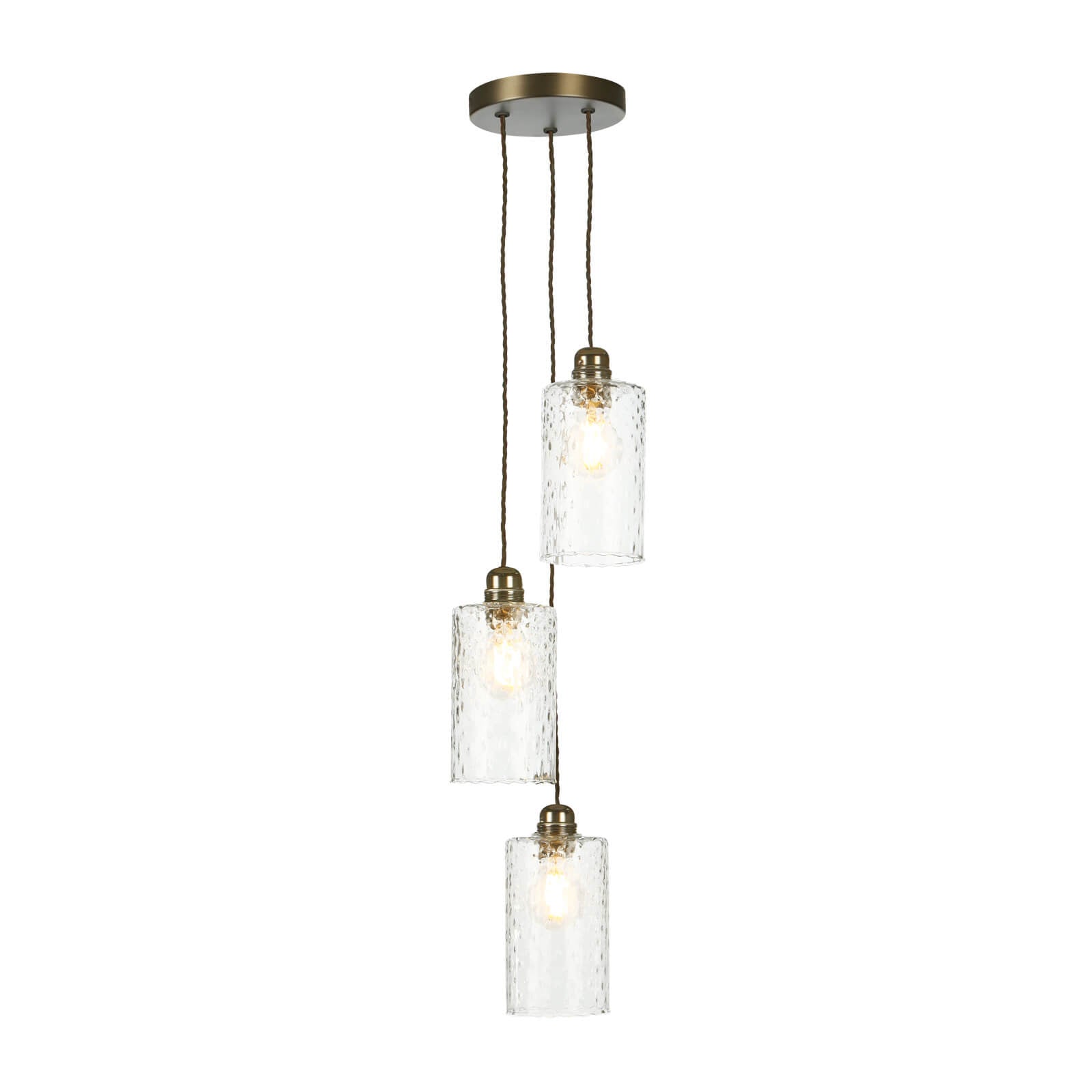 Acton 3-Light Pendant Lighting Fixture in Antique Brass/Satin Chrome with E27 Socket - Perfect for Dining Room, Kitchen Island, or Entryway Lighting