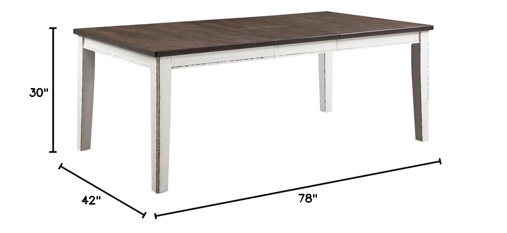 Furniture of America Fie Rustic Solid Wood Expandable Dining Table - White Finish | Farmhouse Style Dining Room Table for 6 to 10 People | Perfect for Family Gatherings & Entertaining Guests