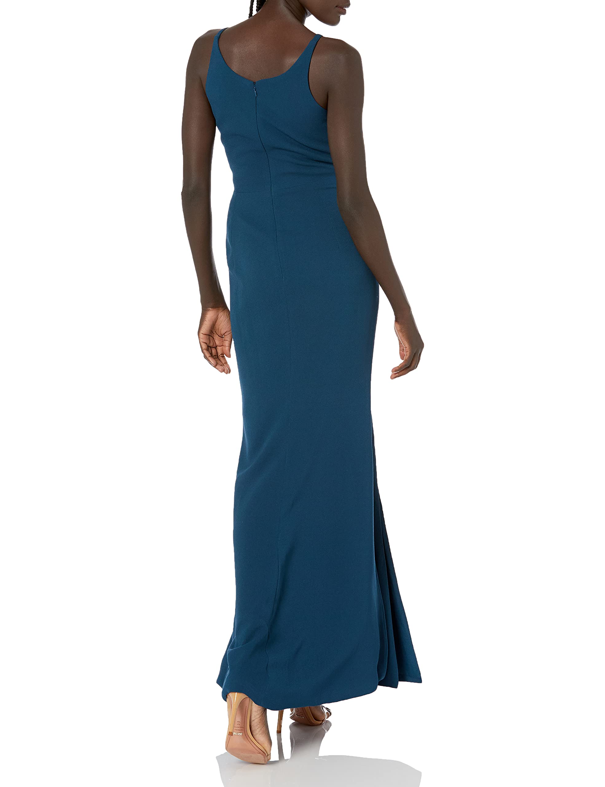 Elegant Iris Spaghetti Strap Plunging Long Dress for Women - Sexy V-Neck Formal Evening Gown for Prom, Wedding & Special Occasions