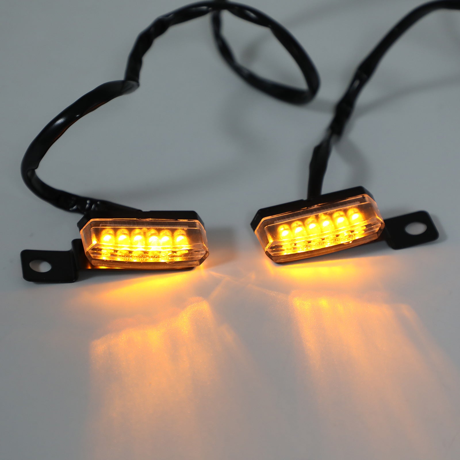 Universal Motorcycle LED Turn Signal Lights - Pair of Bright Front Indicator Lamps for Harley, Honda, Yamaha & More - Ideal for Night Riding and Safety Enhancement