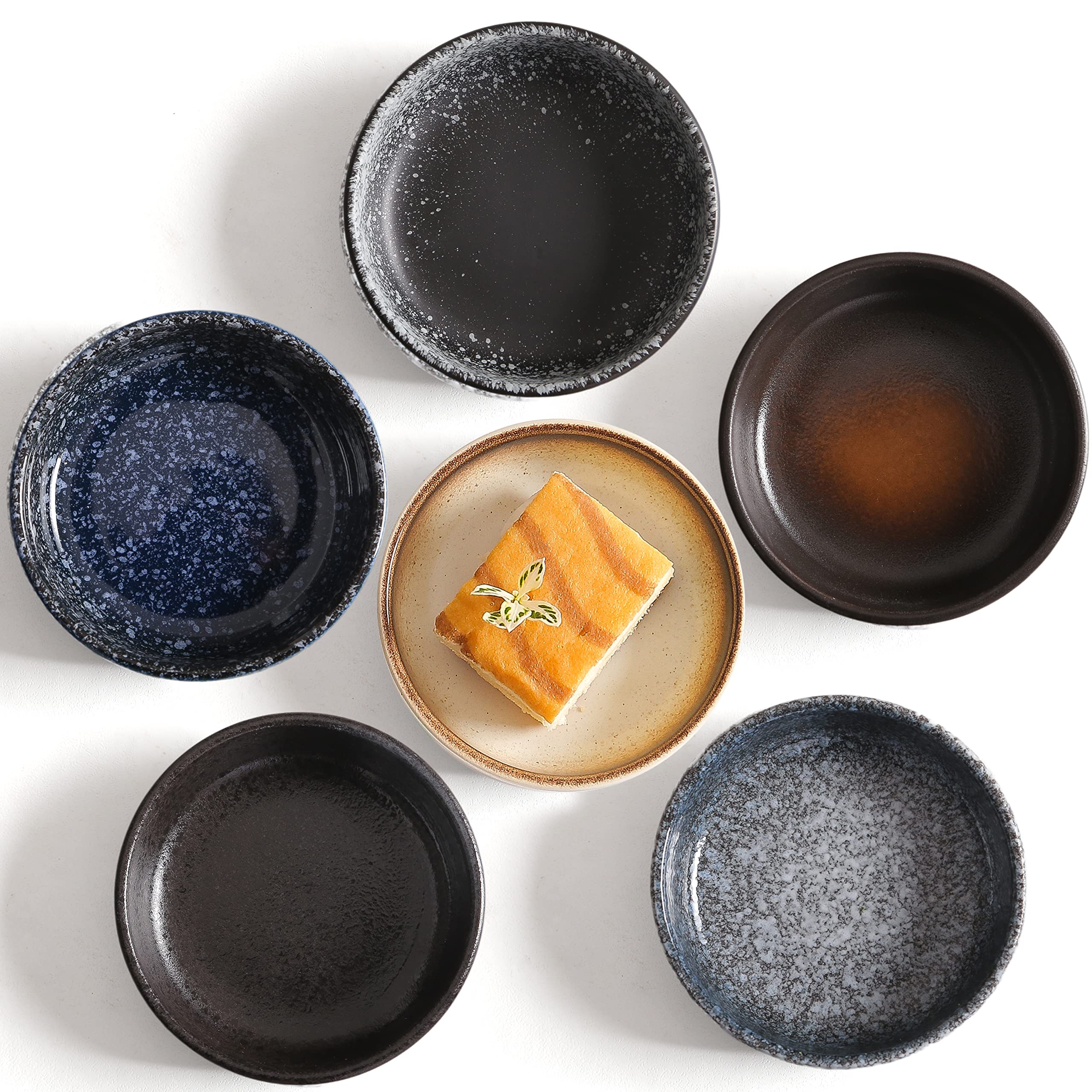 3.5 Inch Japanese Style Classic Porcelain Side Dish Bowls - 6 Pack Soy Sauce Dipping Bowls for Sushi, Dumplings & Asian Cuisine - Elegant Small Condiment Dishes for Home Dining & Restaurants