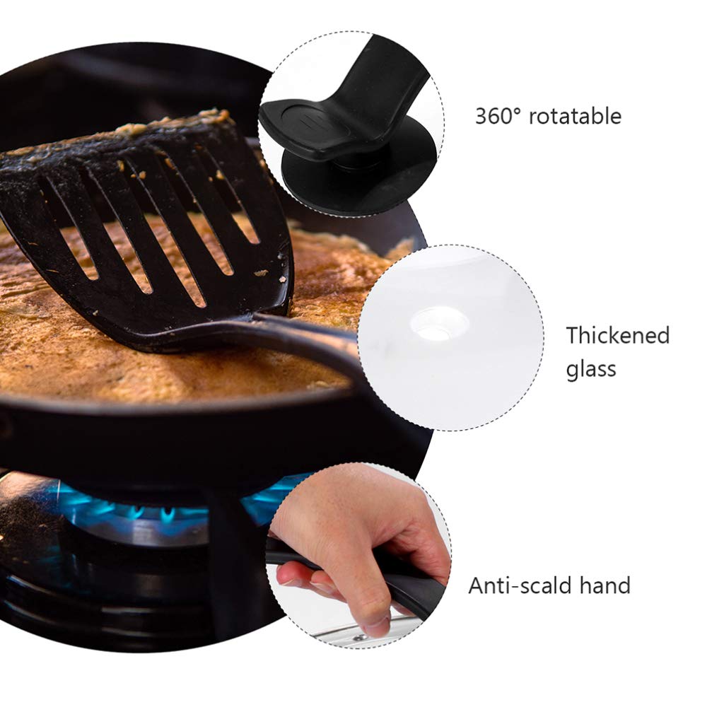 DOITOOL Tempered Glass Cookware Lid - Universal Round Pot Cover with Ergonomic Standing Handgrip - Heat Resistant Stovetop Lid for Saucepan, Frying Pan & Cooking Pot