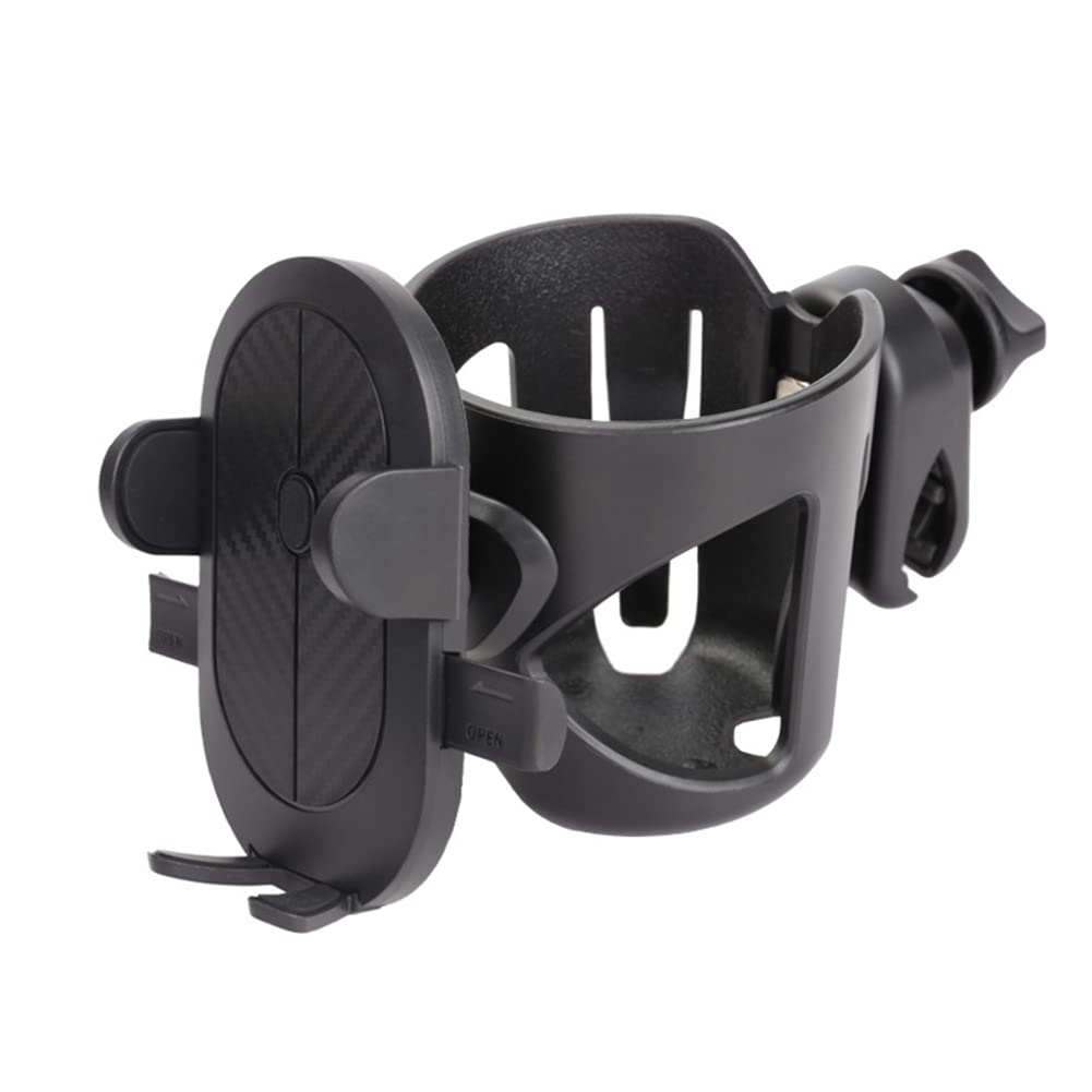 2 in 1 Universal Stroller Cup Holder & Bike Bottle Holder with Adjustable Phone Pocket (Fits 4-7.2 Inch Phones) - Perfect for Baby Strollers, Walkers, Wheelchairs & Bicycles | Durable & Convenient for Outdoor Activities, Shopping & Daily Use