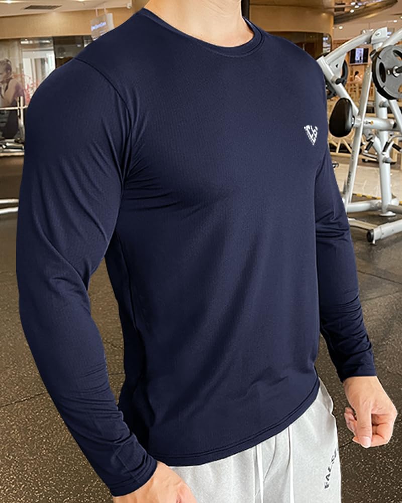 EYEBOGLER Men's Round Neck Full Sleeve Active T-Shirt - Regular Fit Cotton Tee for Gym, Running & Casual Wear