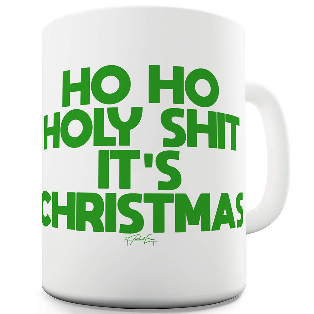 15 OZ Funny Christmas Ceramic Mug - Ho Ho Holy Sh#t Novelty Coffee Cup - Perfect Gift for Office Humor & Holiday Parties