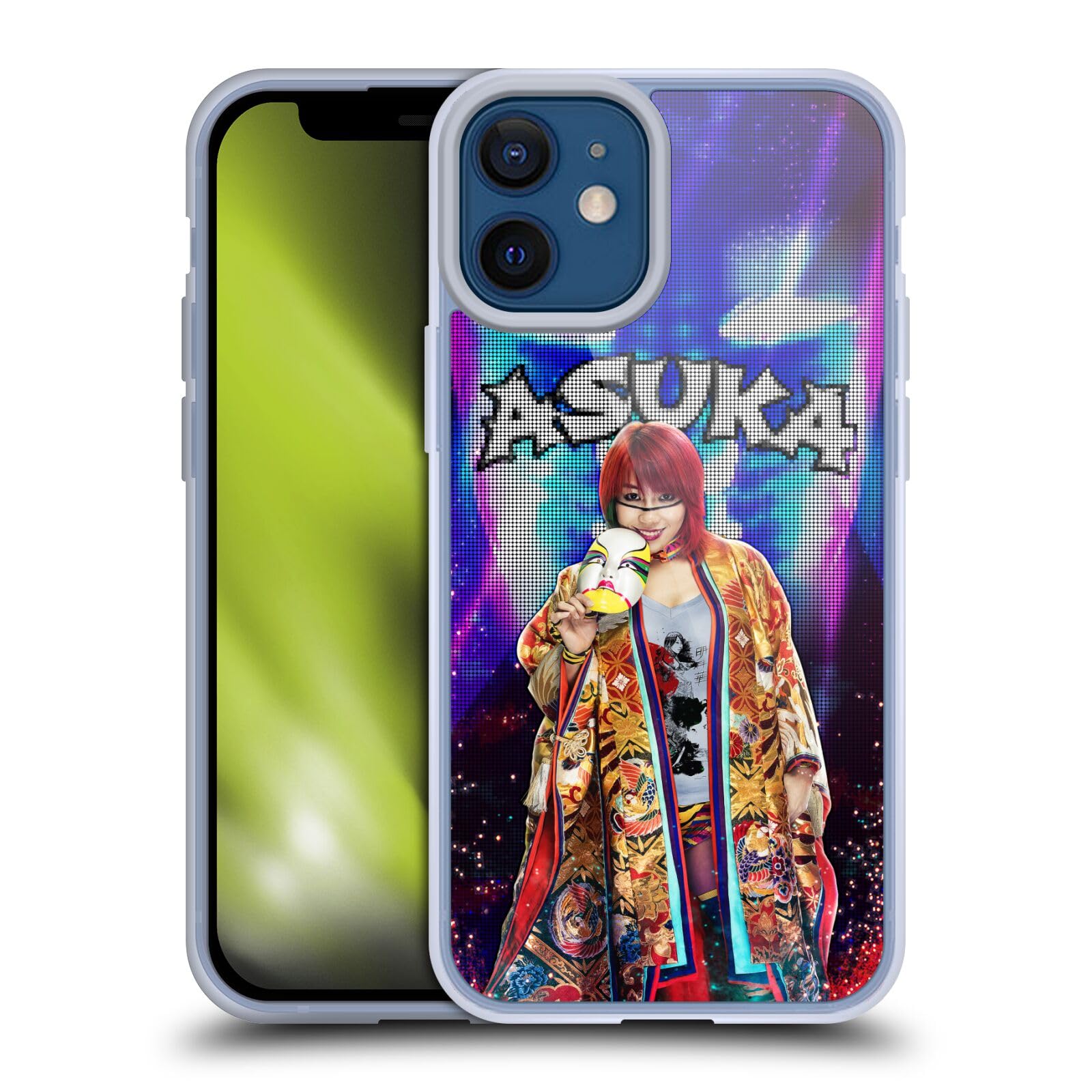Official WWE LED Image Asuka Soft Gel Case for Apple iPhone 12 Mini - Durable Protective Cover with Custom Design for Wrestling Fans (Perfect for Daily Use, Events & Gifts)