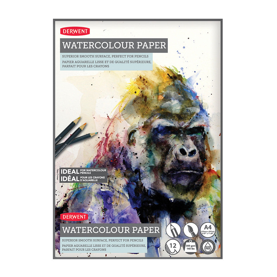 Derwent Watercolor Pad A4 - 24 Sheets, 200gsm Cold Pressed Paper for Artists, Sketching & Painting - Perfect for Watercolor Techniques, Travel & Studio Use