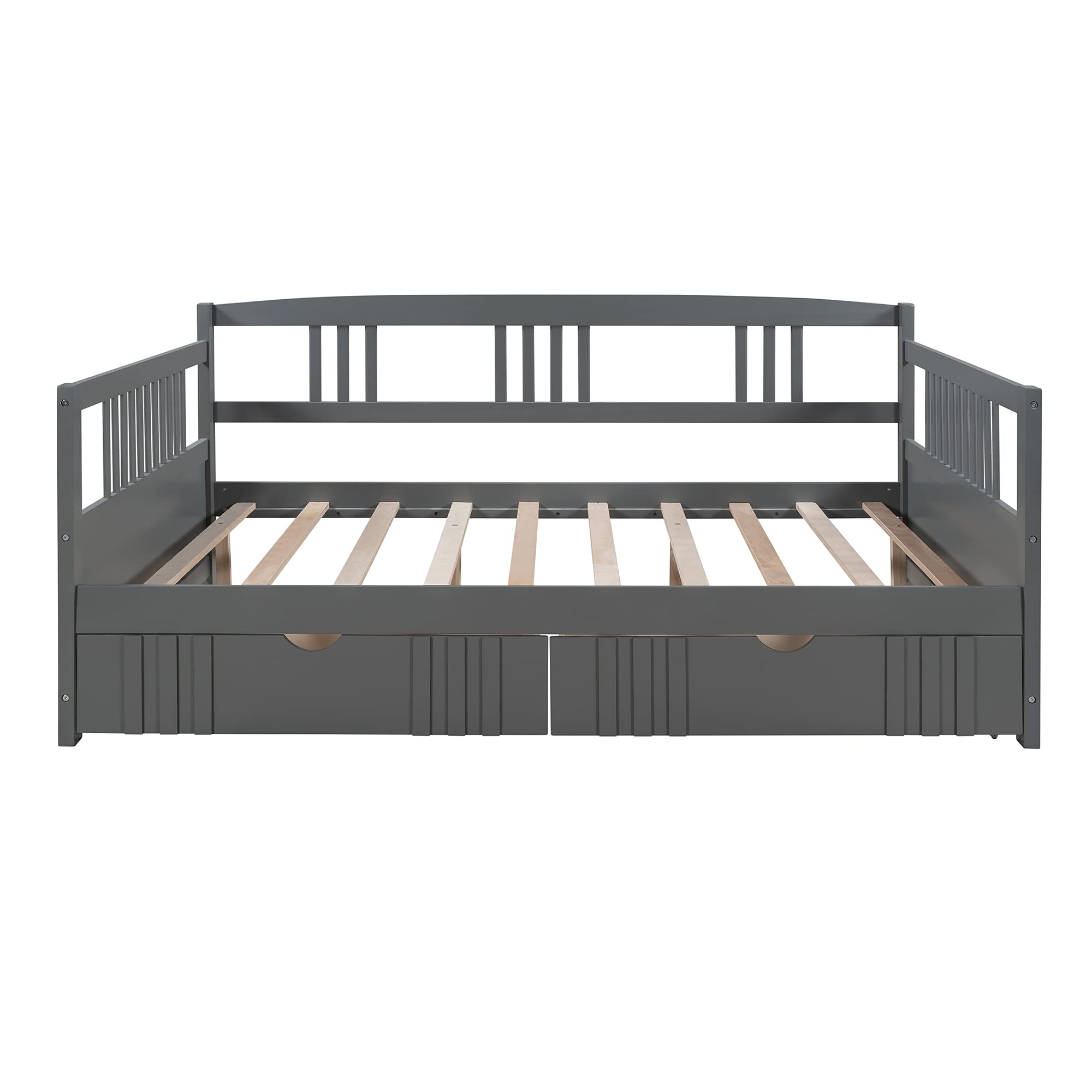 Harper & Bright Designs Full Size Daybed Frame with Storage Drawers - Wooden Platform Bed with Underbed Storage - No Box Spring Required (Grey) - Perfect for Small Spaces, Guest Rooms & Dorm Rooms