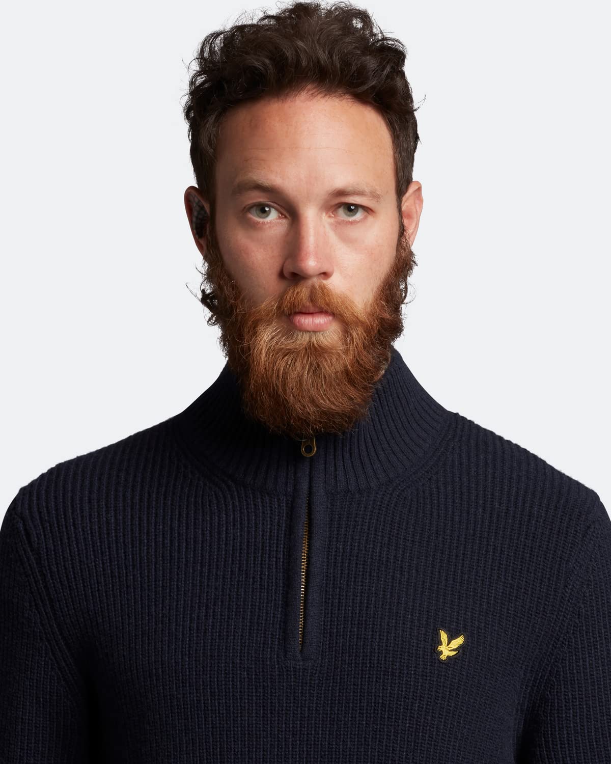 Lyle & Scott Men's Ribbed Quarter Zip Sweater - Charcoal Marl | Casual & Workwear Pullover for Fall & Winter