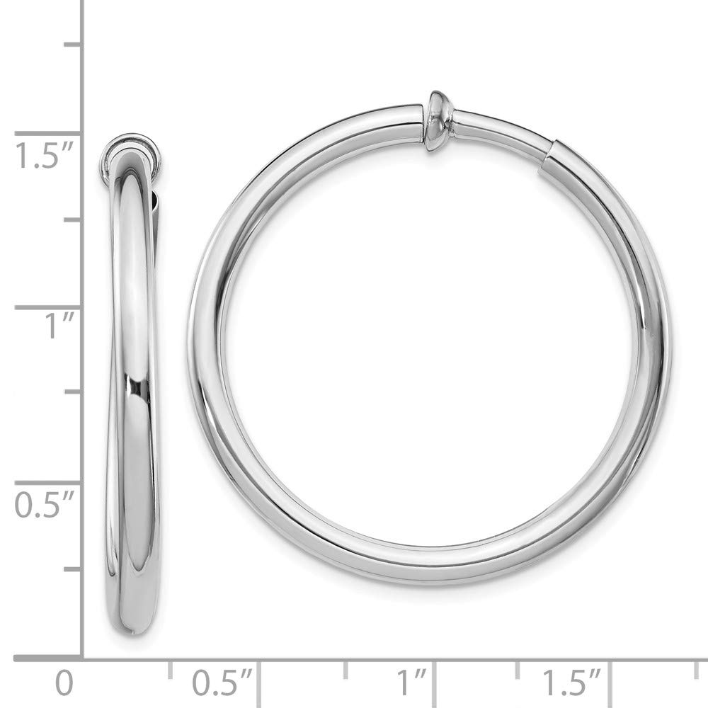 Sterling Silver Rhodium Plated Hoop Earrings for Women - Shiny Polished Round Hoops for Everyday Wear & Special Occasions