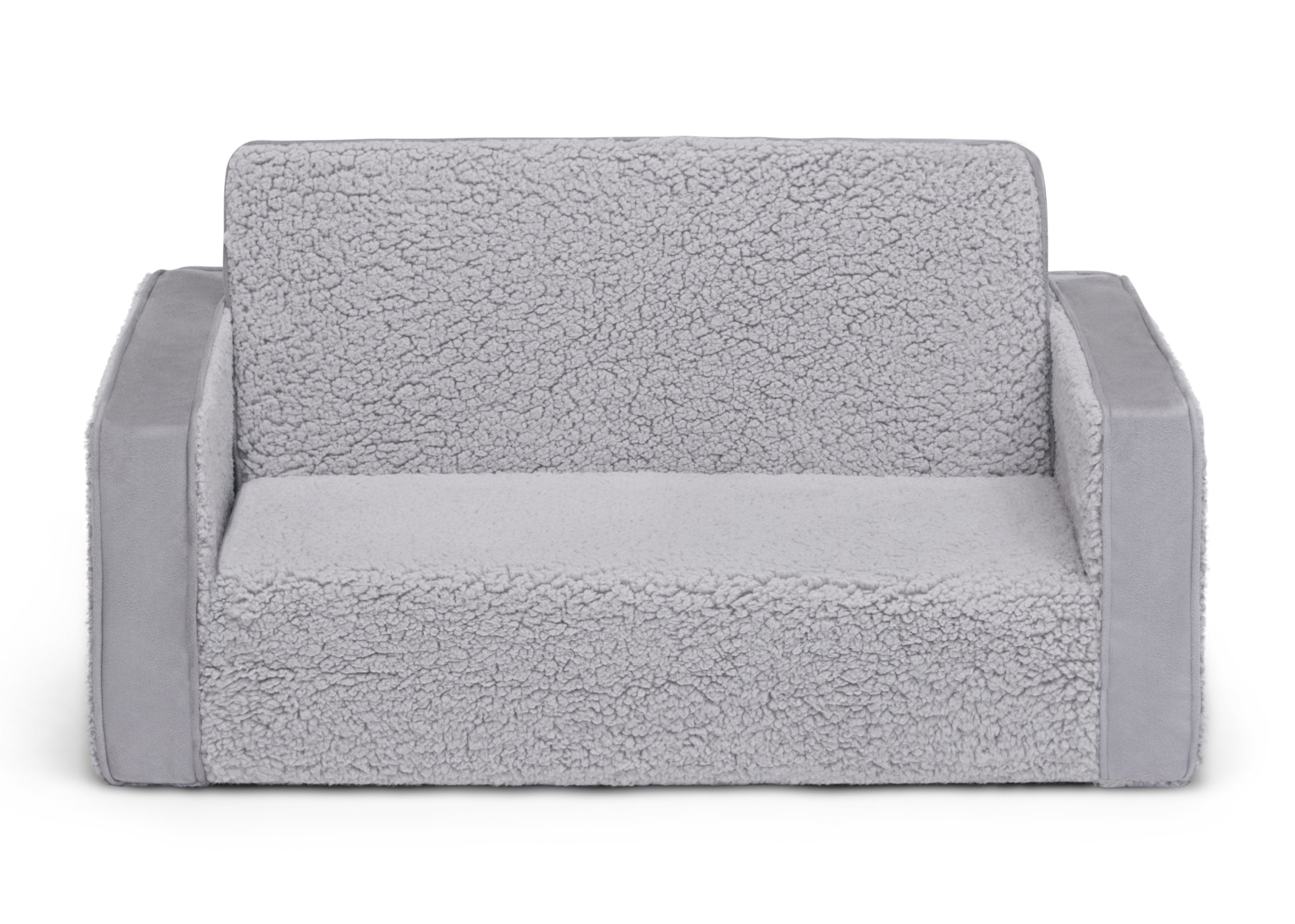 Cozy Flip Out Sherpa & Suede 2-in-1 Convertible Kids Sofa to Lounger - Perfect for Playrooms, Bedrooms & Small Spaces