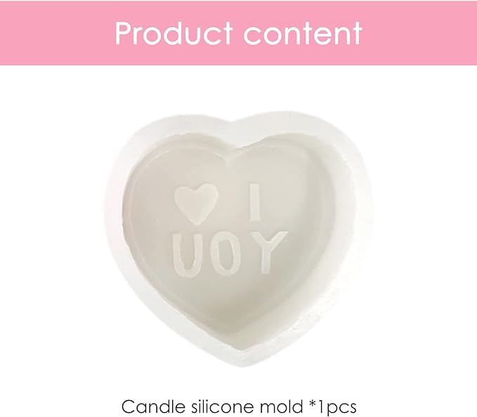 Keshav Creations 3D Silicone Heart Shaped Candle Mold - DIY Candle, Soap, Chocolate & Candy Making Kit for Mother's Day, Birthday & Home Decor - Perfect for Handmade Gifts & Romantic Decorations (I Love You Design)