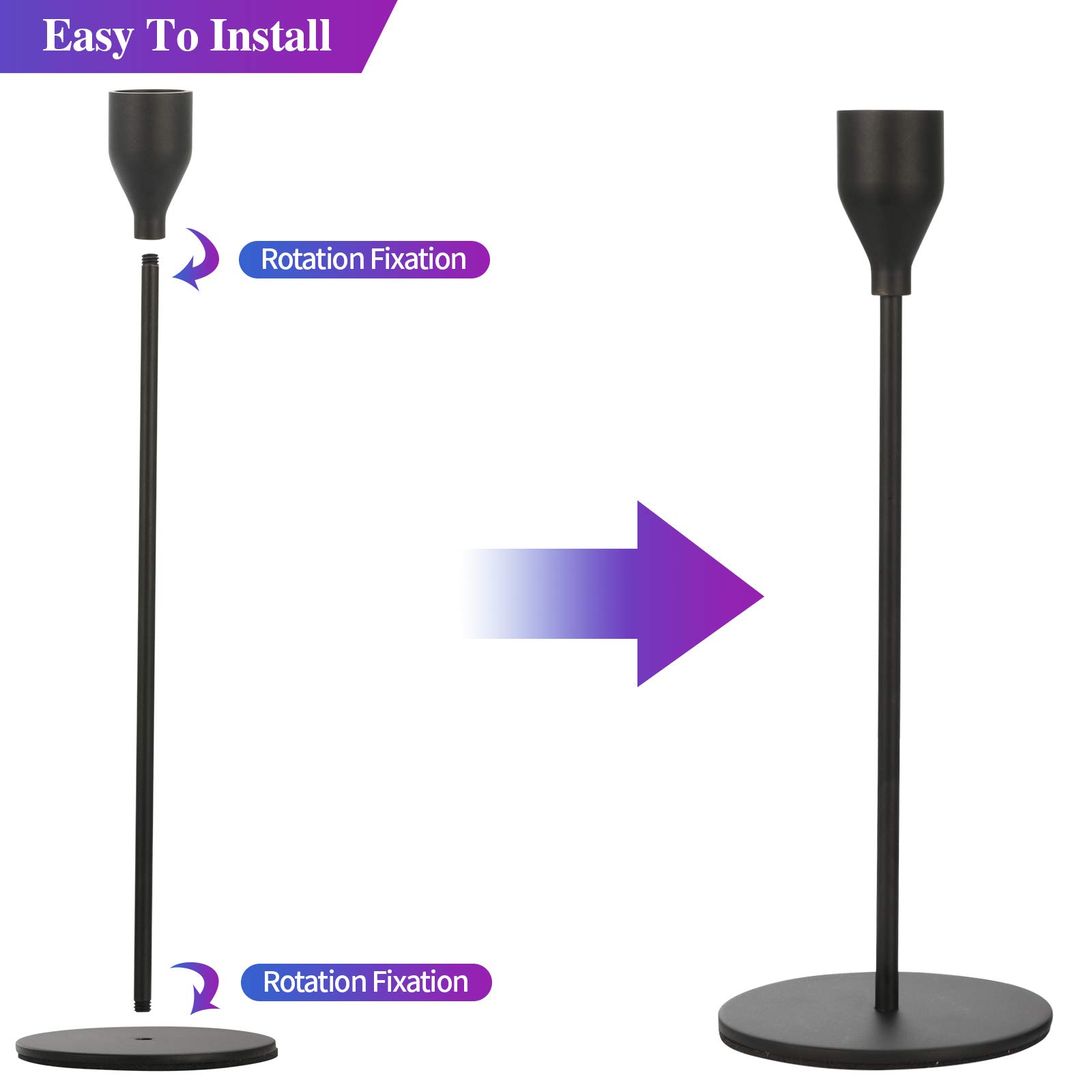 Anndason Set of 3 Black Taper Candle Holders - Elegant Decorative Candlesticks for Home Decor, Wedding Centerpieces, Dining Table, Party & Anniversary Decorations - Perfect for Romantic Dinners & Holiday Tablescapes