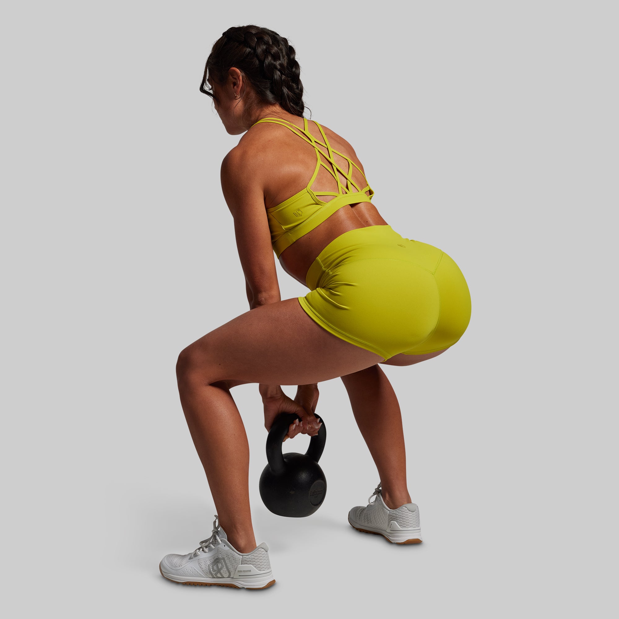 New Heights Booty Short Set - High Waisted Workout Shorts for Women (Citronelle Green) | Gym, Yoga & Running Activewear