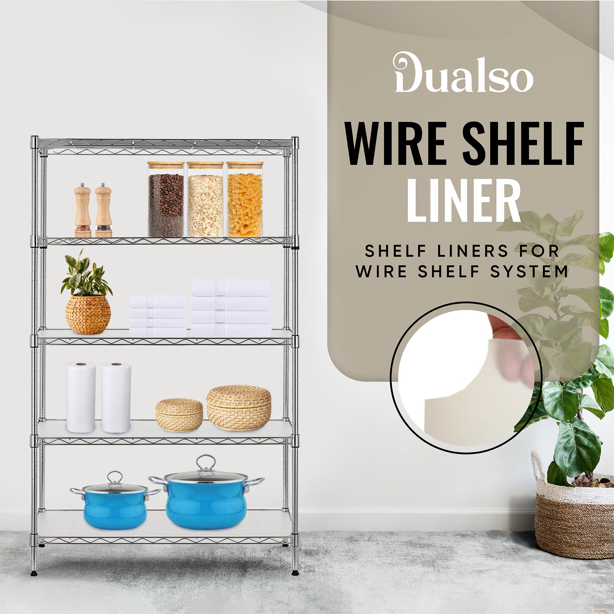 Premium Wire Shelf Liner Set of 4 - Durable Waterproof Plastic & Metal Rack Shelf Mat - 14