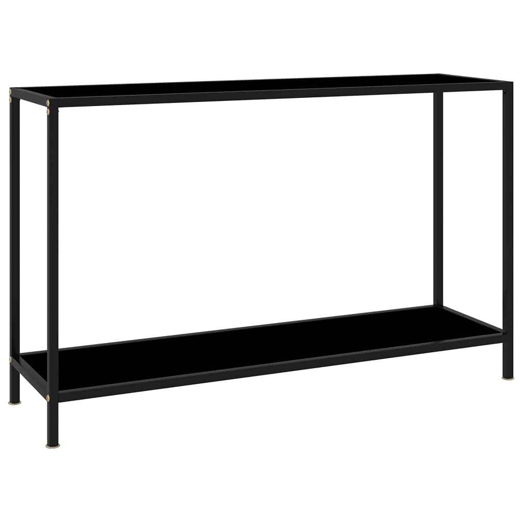 Industrial Console Table with 2-Tier Shelves & Tempered Glass - 47.2