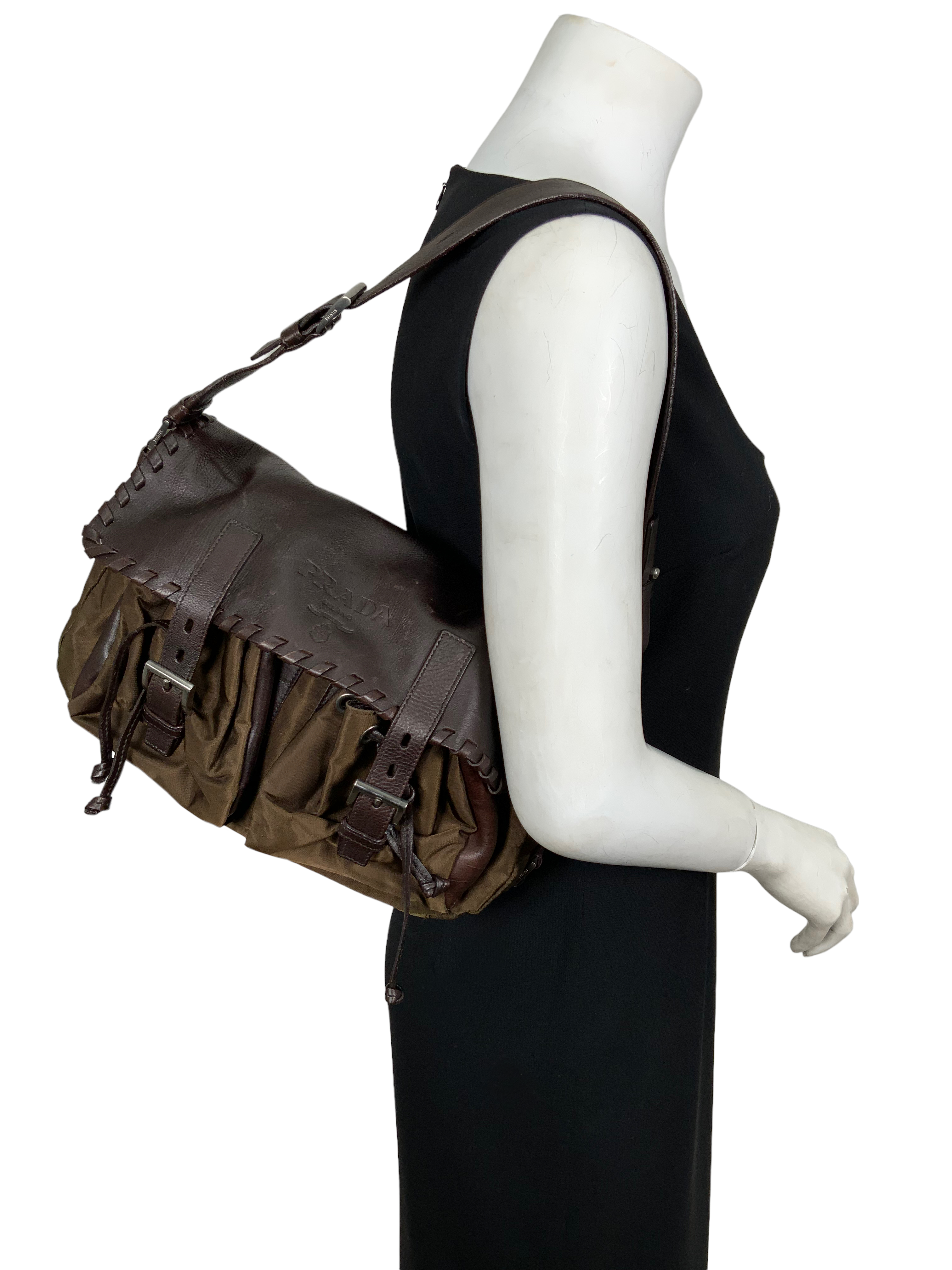 Prada Tessuto Nylon and Leather Flap Crossbody Bag for Women | Luxury Designer Handbag for Work, Travel & Everyday Use
