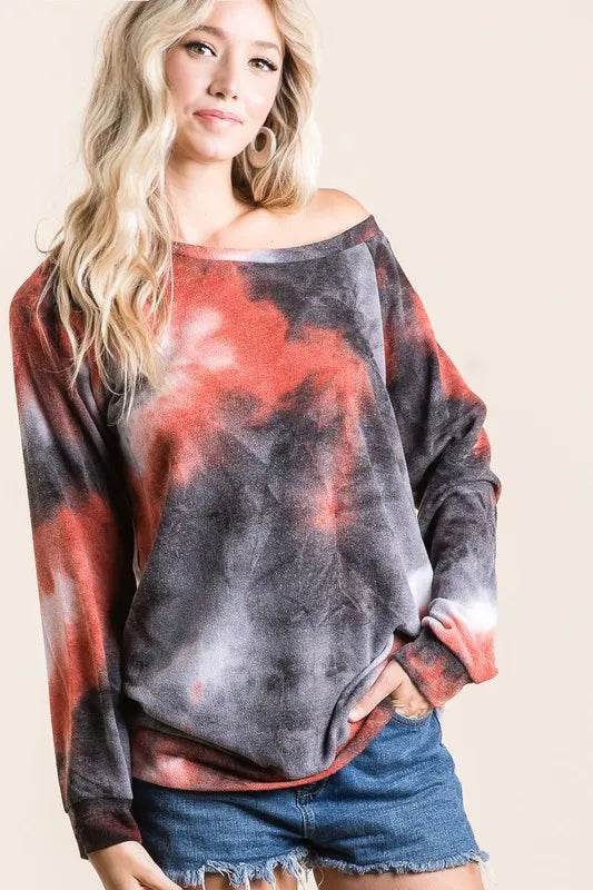 Tie Dye Sweater Knit Top for Women - Soft & Stylish Pullover - Boho Chic Casual Wear for Fall & Winter