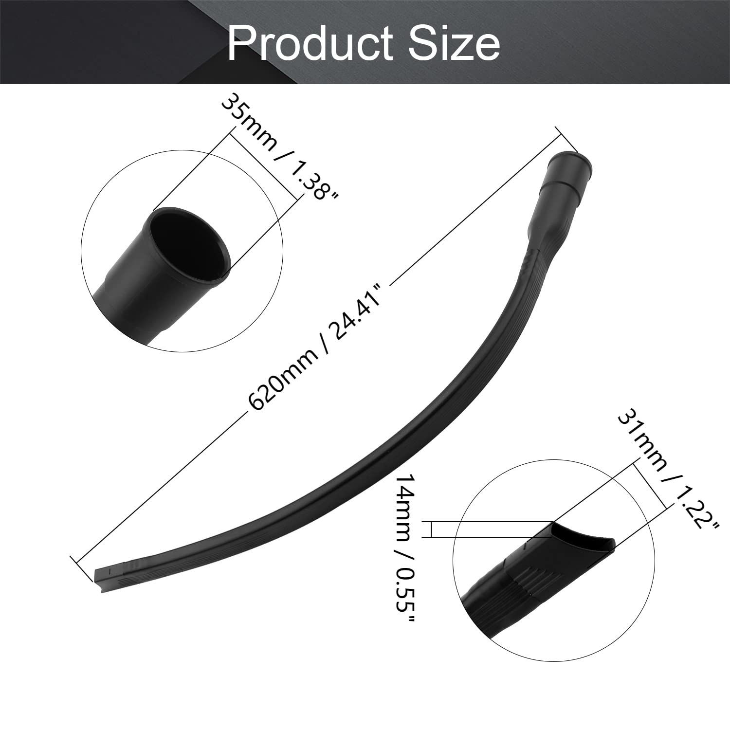 Othmro 1Pcs 24.4-Inch Flat Crevice Tool - Universal Quick Release Vacuum Cleaner Nozzle Head (35mm) - Black PP Plastic Vacuum Accessory for Home Cleaning - Perfect for Tight Spaces, Corners, and Car Interiors