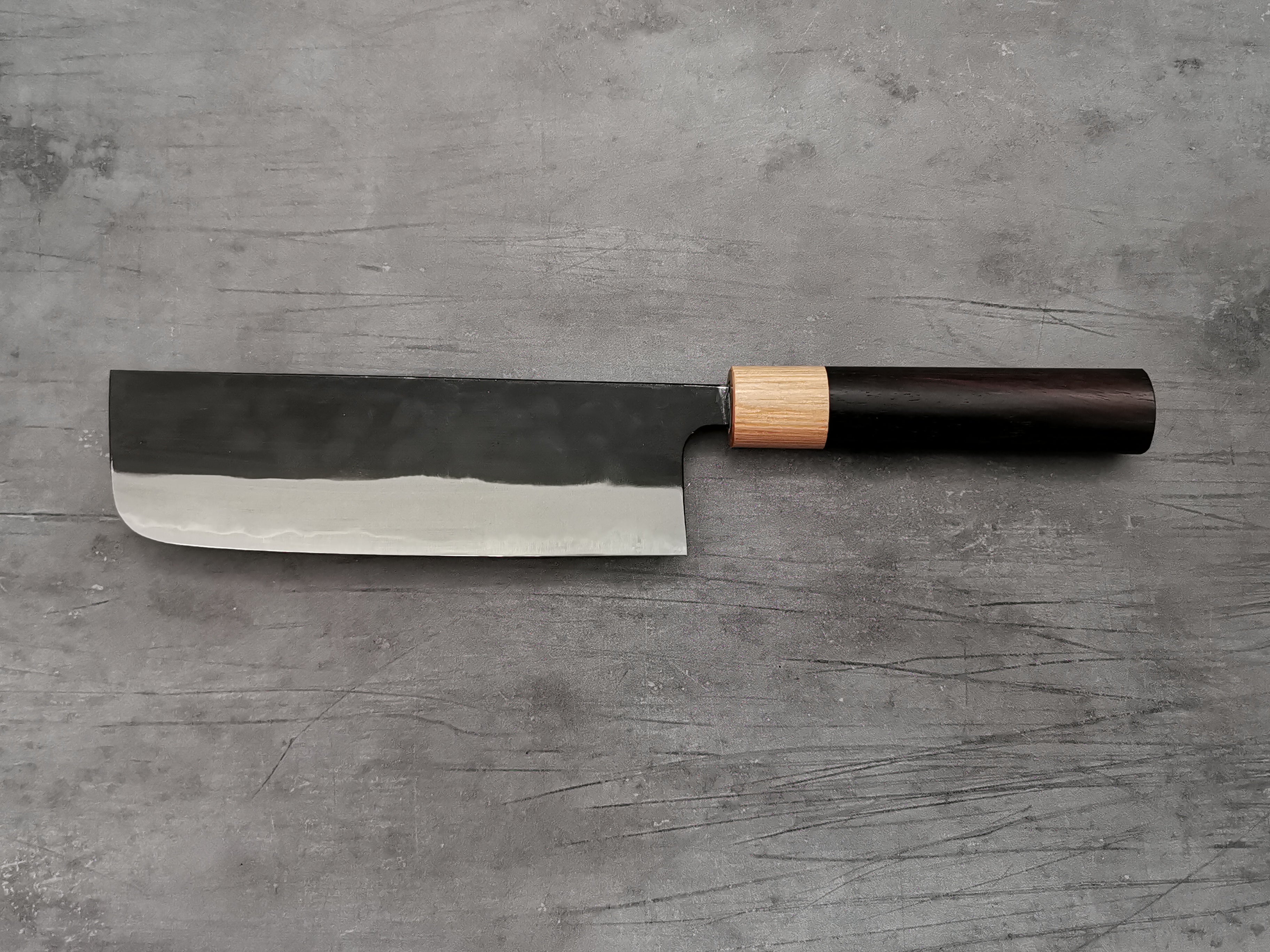 Premium Nakamura Hamono Kaishin White #2 Kurouchi Nakiri Knife - Japanese Vegetable Cleaver for Professional Chefs & Home Cooking - Perfect for Slicing, Dicing & Chopping Vegetables