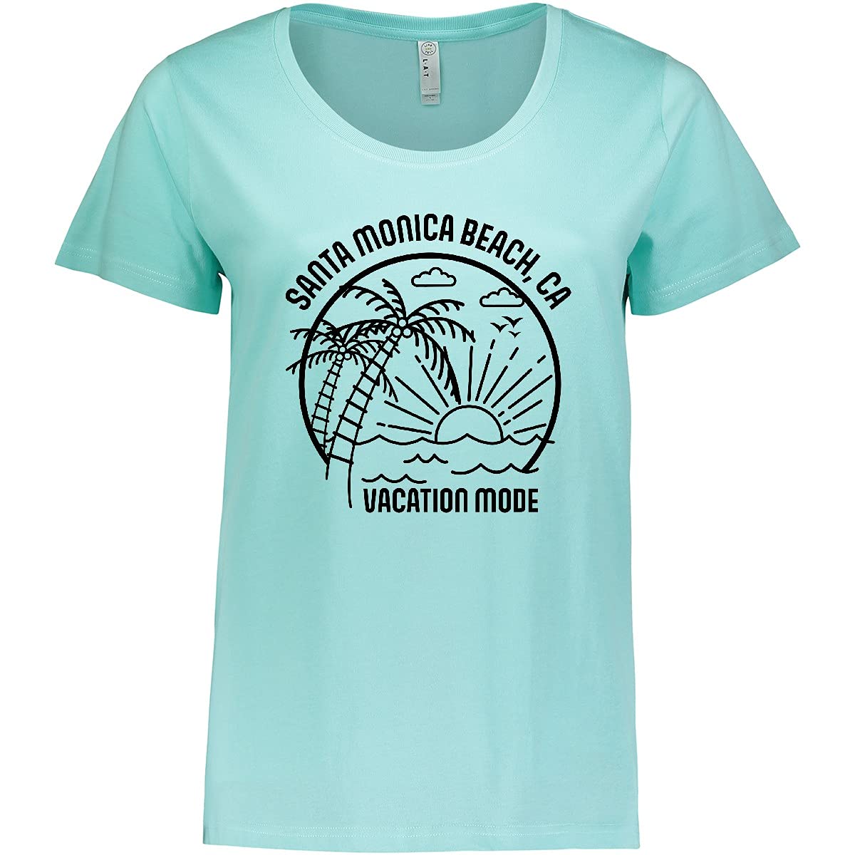 Inktastic Summer Vacation Mode Santa Monica Beach Women's Plus Size T-Shirt - Comfortable Casual Tee for Beach Outings, Travel & Summer Relaxation