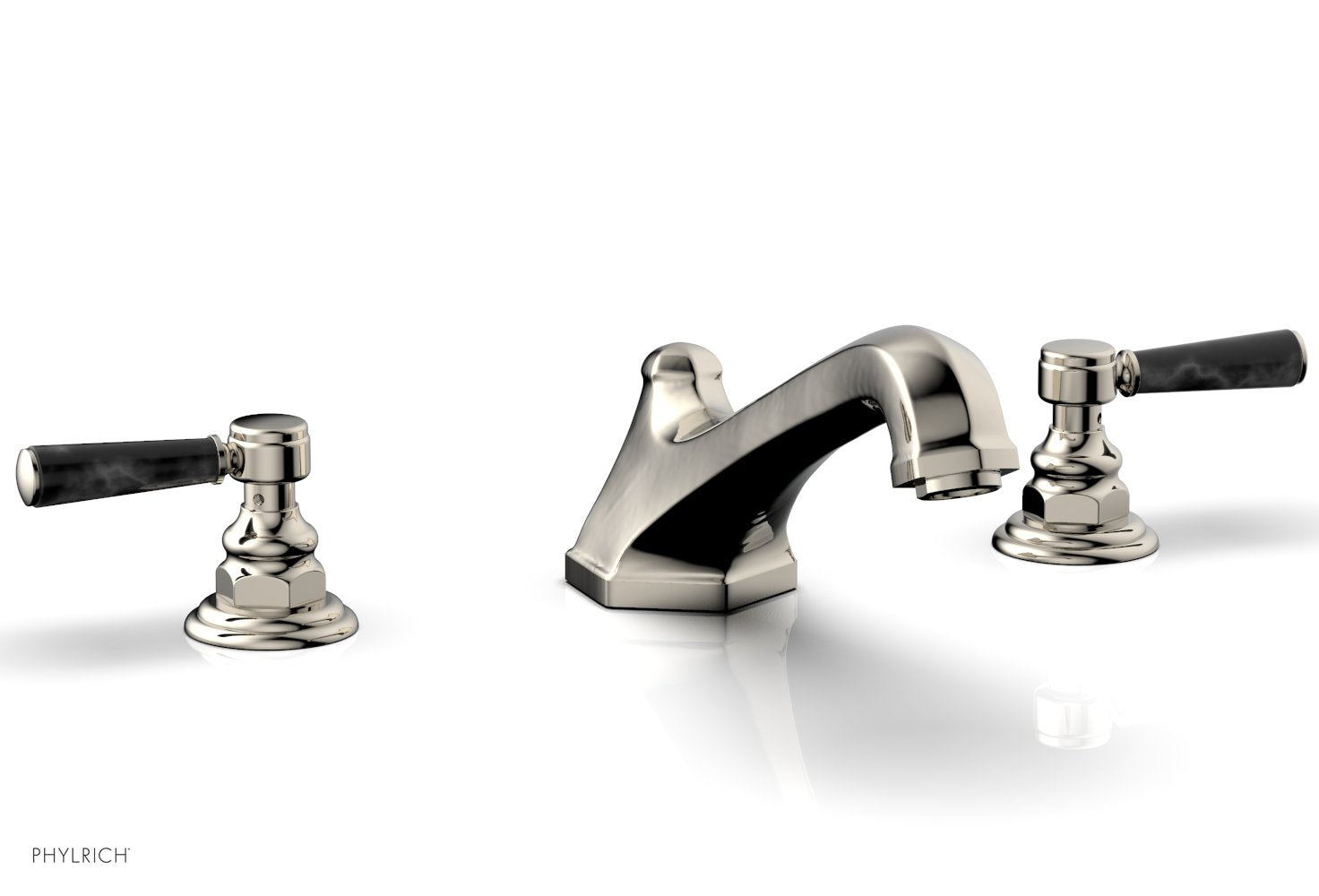 HEX TRADITIONAL Deck Tub Set with Black Marble Lever Handles - 500 42 - Perfect for Outdoor Bathing and Garden Relaxation
