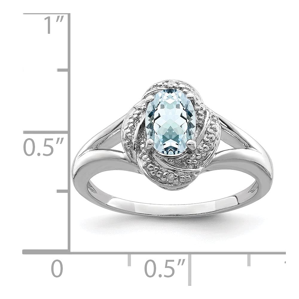 925 Sterling Silver Aquamarine & Diamond Solitaire Engagement Ring - 0.71 CTTW | Elegant Promise & Wedding Jewelry for Her | Perfect for Proposals, Anniversaries & Special Occasions