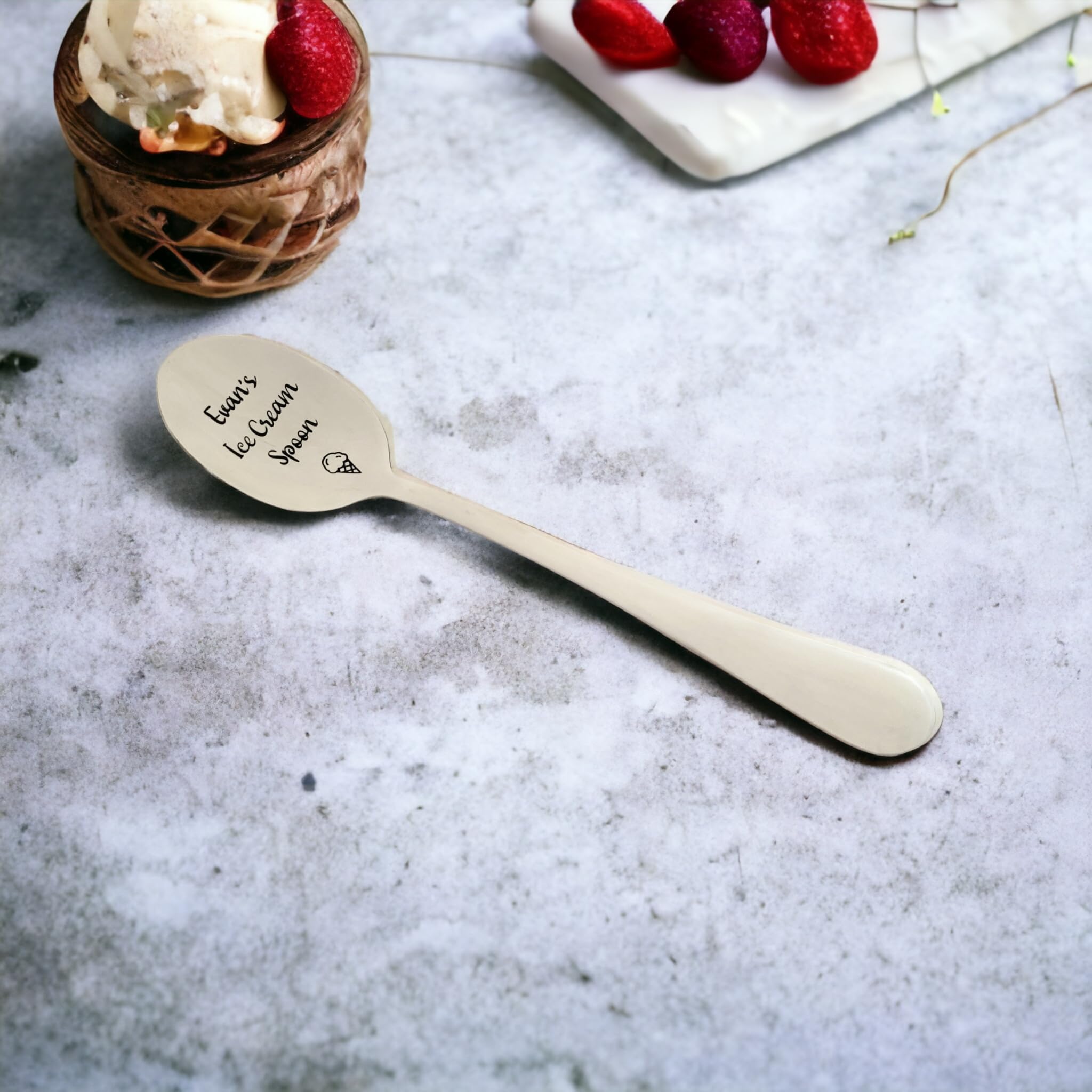 Custom Engraved Ice Cream Spoon - Personalized Ice Cream Spoon Gift for Him or Her - Unique Ice Cream Scoop for Dessert Lovers - Perfect for Birthday, Anniversary, Wedding & Housewarming Gifts