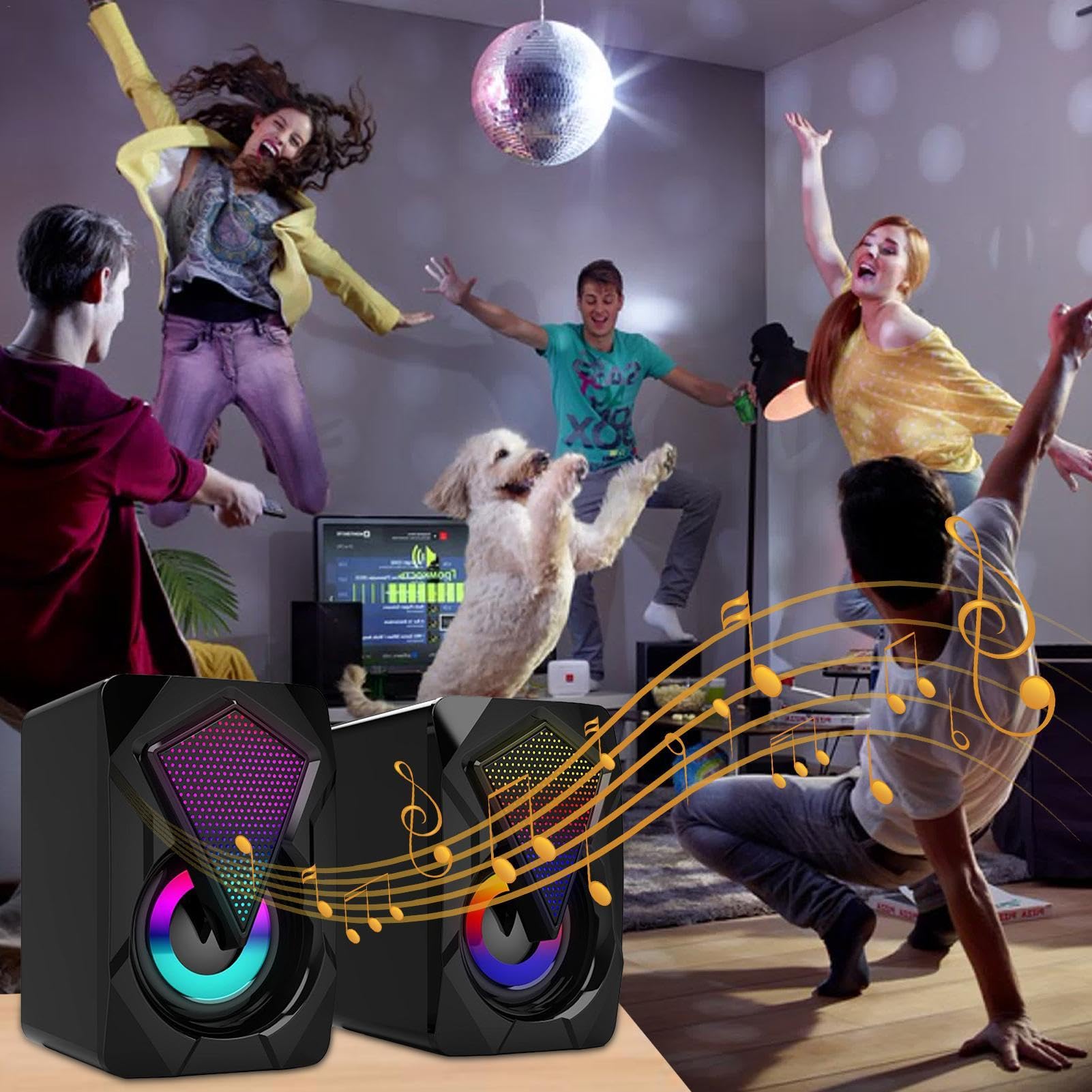 Zqkimzi Plug & Play Computer Speakers with Subwoofer, Clear Sound for PC, Laptop, Monitor - Perfect for Gaming, Music, and Home Office Setup