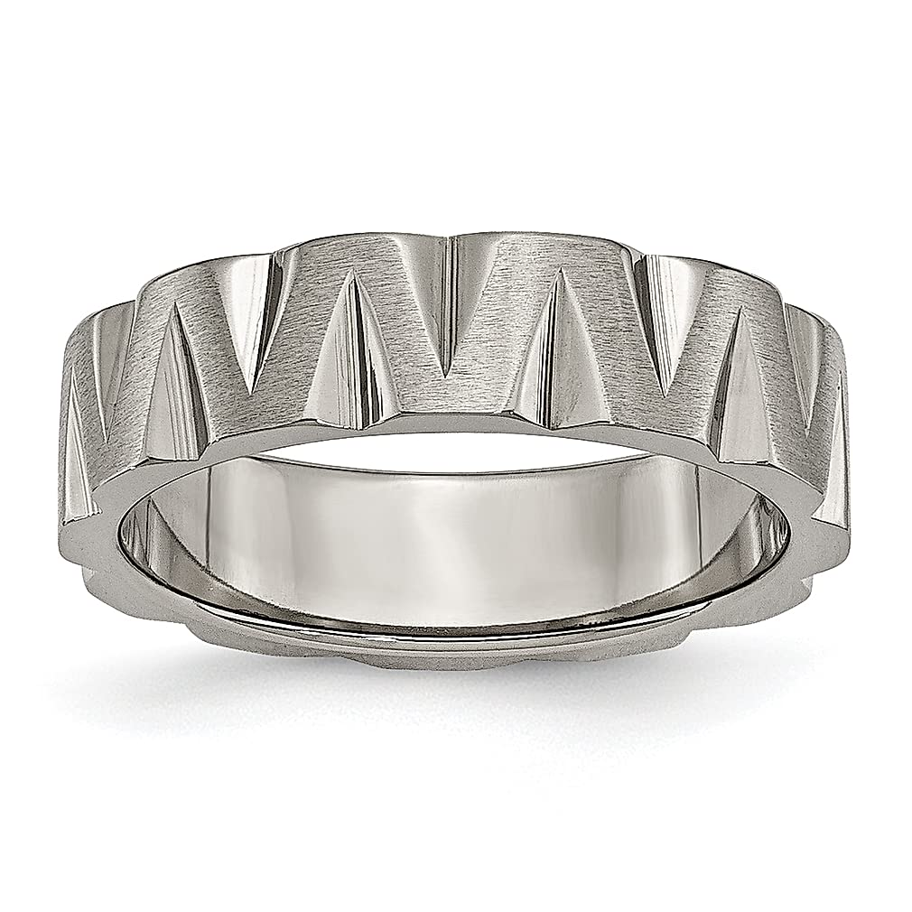 ICE CARATS Titanium 6mm Notched Wedding Ring Band - Elegant Fashion Jewelry for Women, Anniversary & Engagement Gift for Her - Perfect for Weddings, Proposals & Special Occasions