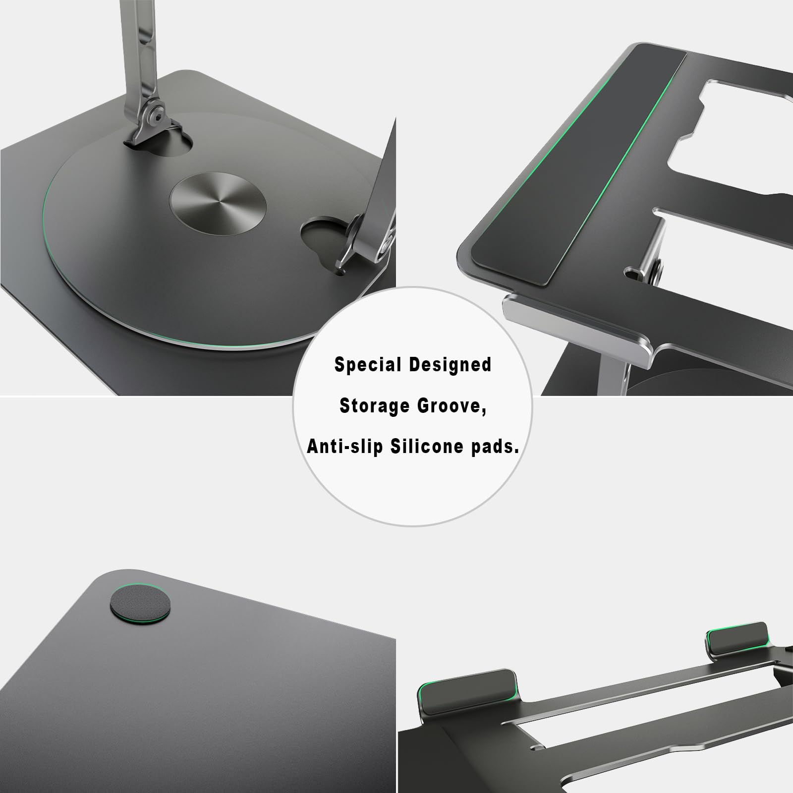 DUCHY 360° Adjustable Laptop Stand - Ergonomic Heavy Duty Portable Holder for MacBook Air/Pro & All Laptops up to 17 Inches, Grey - Perfect for Home Office, Gaming & Travel