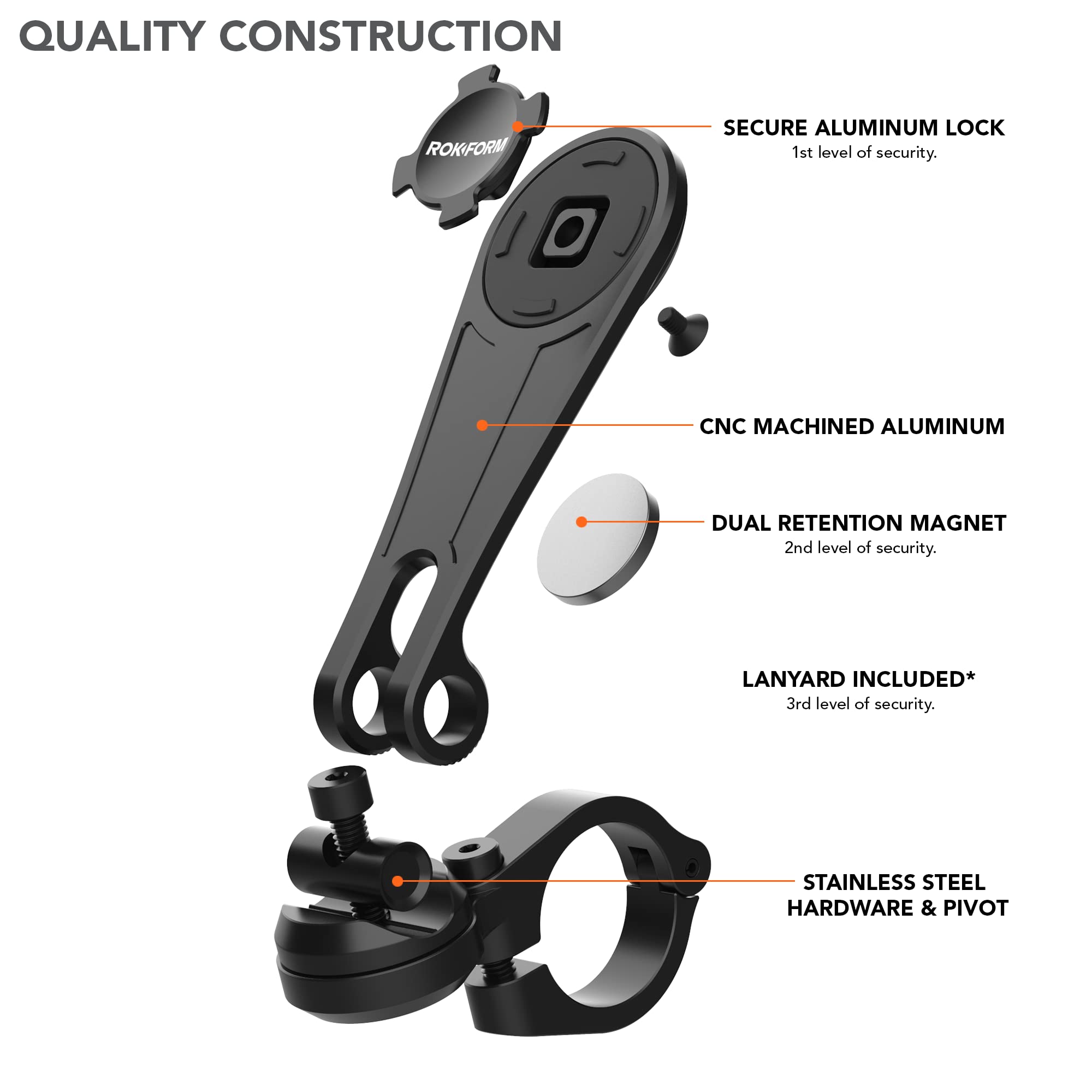 Rokform Rugged Case for iPhone 13 Pro Max with Motorcycle Handlebar Mount - Shockproof Protective Cover for Outdoor, Cycling & Adventure (Black)