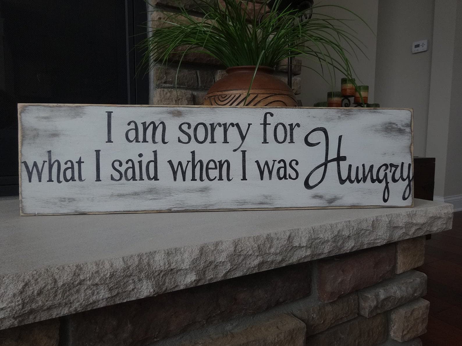 Eeypy Wood Signs - Rustic Kitchen & Dining Room Decor - 'I'm Sorry for What I Said When I Was Hungry' Funny Wooden Wall Art - Perfect for Farmhouse, Cottage & Home Decoration