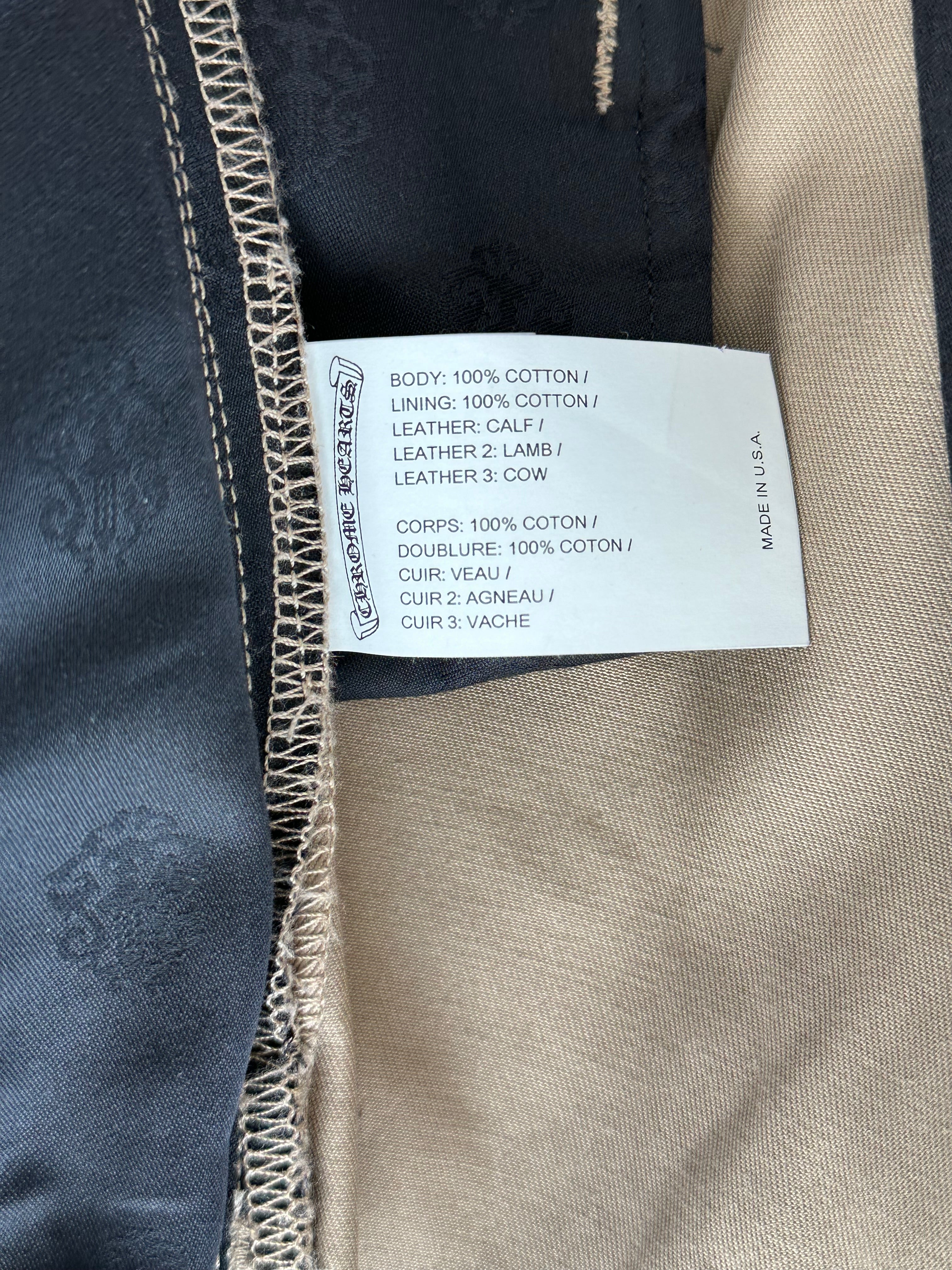 Chrome Hearts Tan Black Checkered Cross Patch Chinos for Men - Stylish Casual Pants for Streetwear & Everyday Fashion