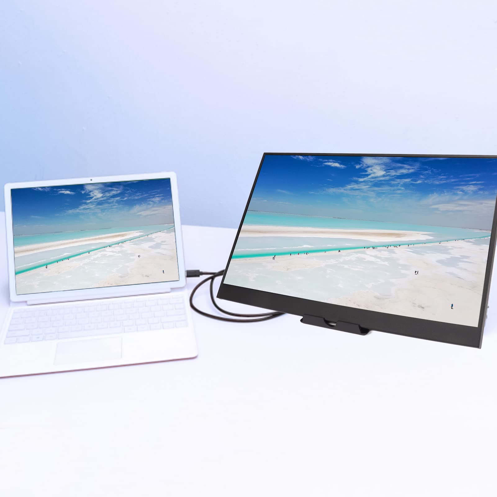 GOWENIC 17.3 Inch Portable Monitor with 2K Resolution, Dual Built-in Speakers & Multiple Ports - External Second Screen for Laptop, Smartphone & Gaming Devices - Perfect for Work, Travel & Entertainment