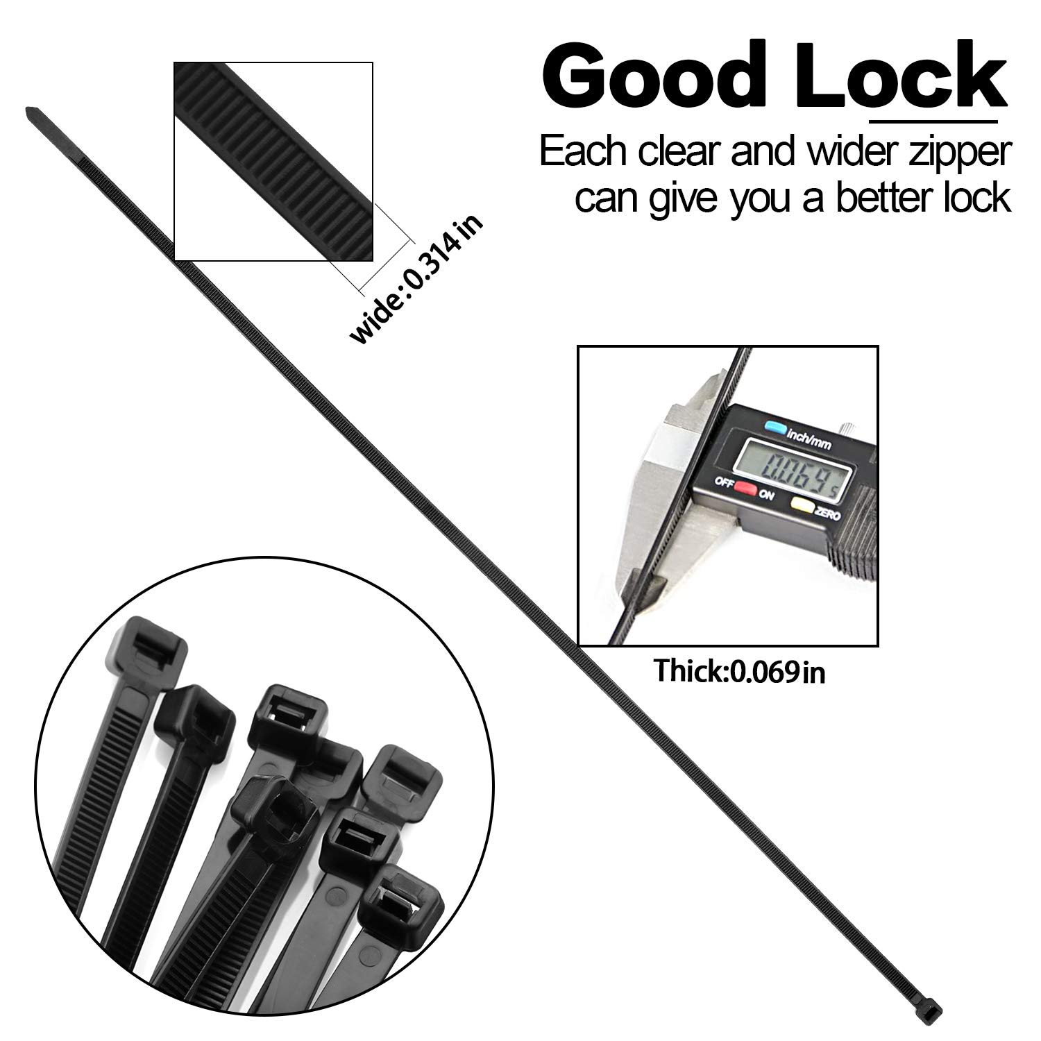 Heavy Duty Large Zip Ties 26 Inch - 60 Pack Black Extra Long Cable Ties for Organizing Wires, Bundling Cables & Securing Outdoor Equipment