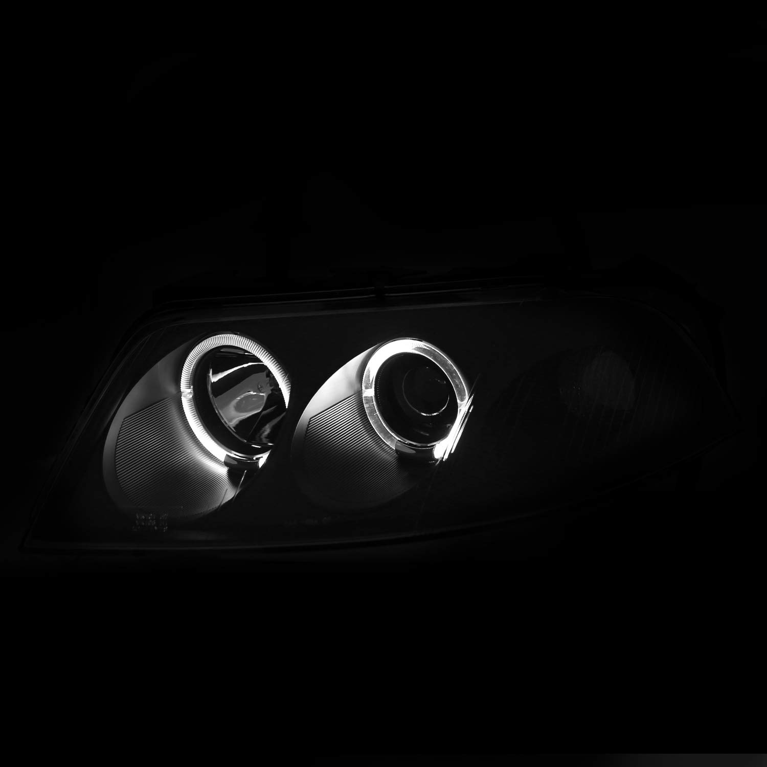 AmeriLite G2 Projector Headlights Halo Black for Volkswagen Passat - Left & Right Side Replacement - Upgrade Your Night Driving & Style