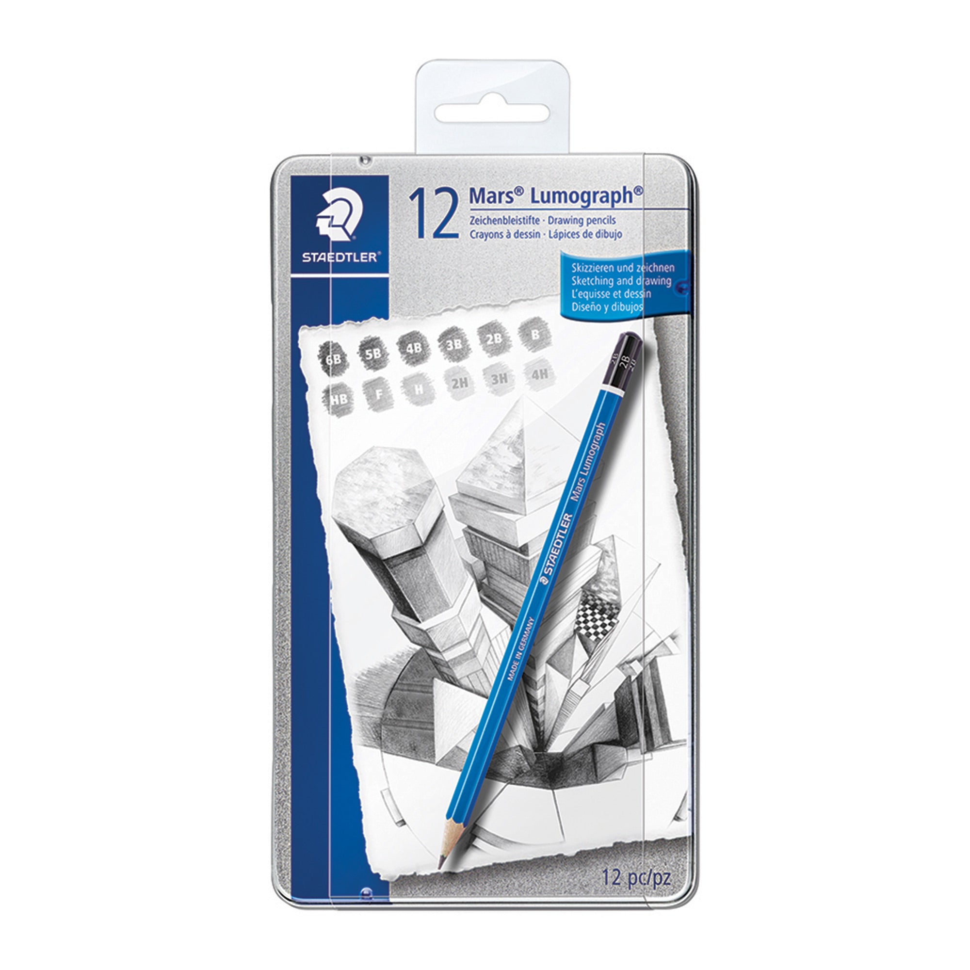 12 Pack Mars Lumograph Pencils - Professional Graphite Drawing Pencils for Artists, Sketching & Shading (HB, 2B, 4B, 6B) - Perfect for Art Classes, Sketchbooks & Detailed Illustrations