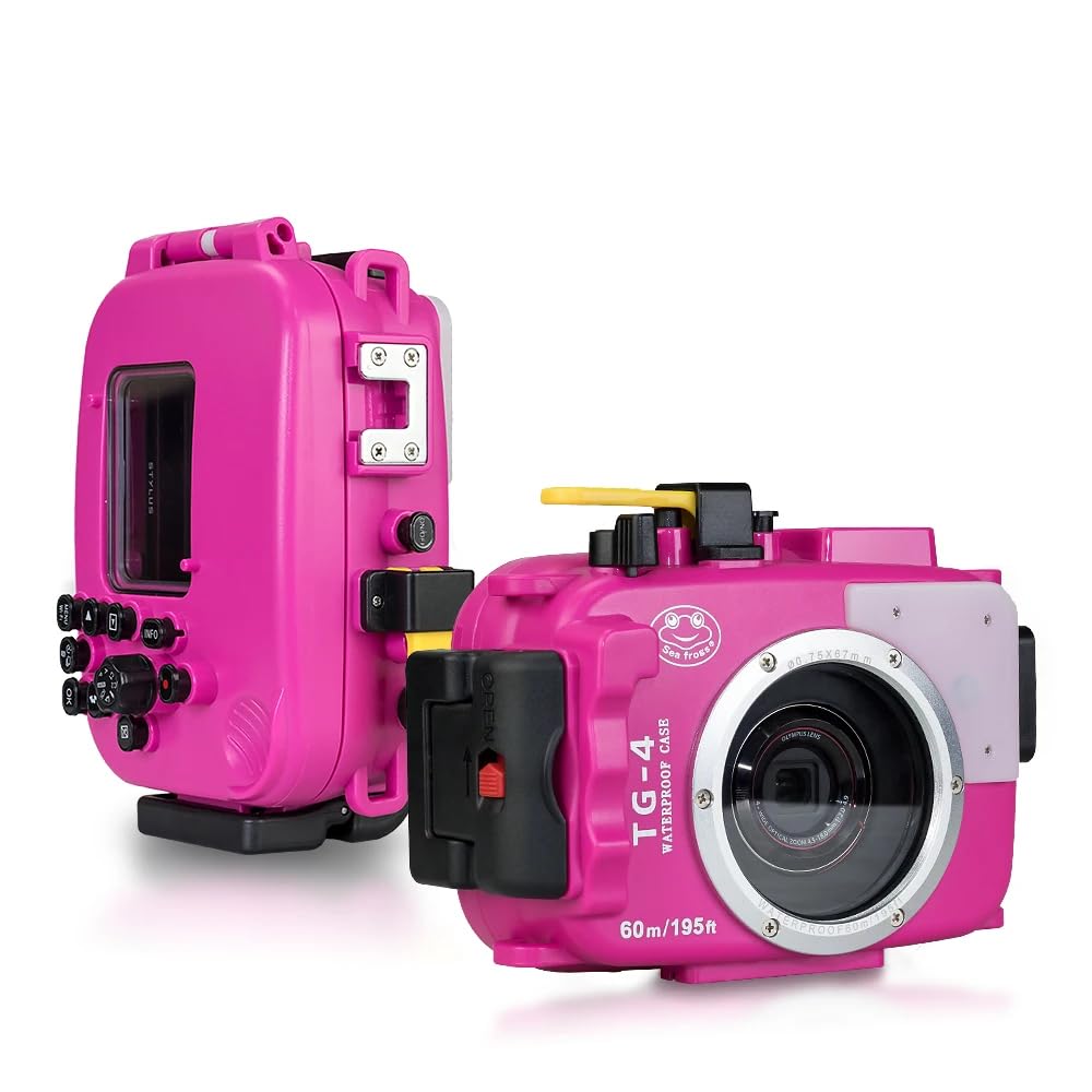 Professional Waterproof Camera Housing for Olympus TG-4 - 60M/195FT Depth Rating, Durable Underwater Case for Olympus Tough TG-4 (Purple) - Perfect for Scuba Diving, Snorkeling & Marine Photography