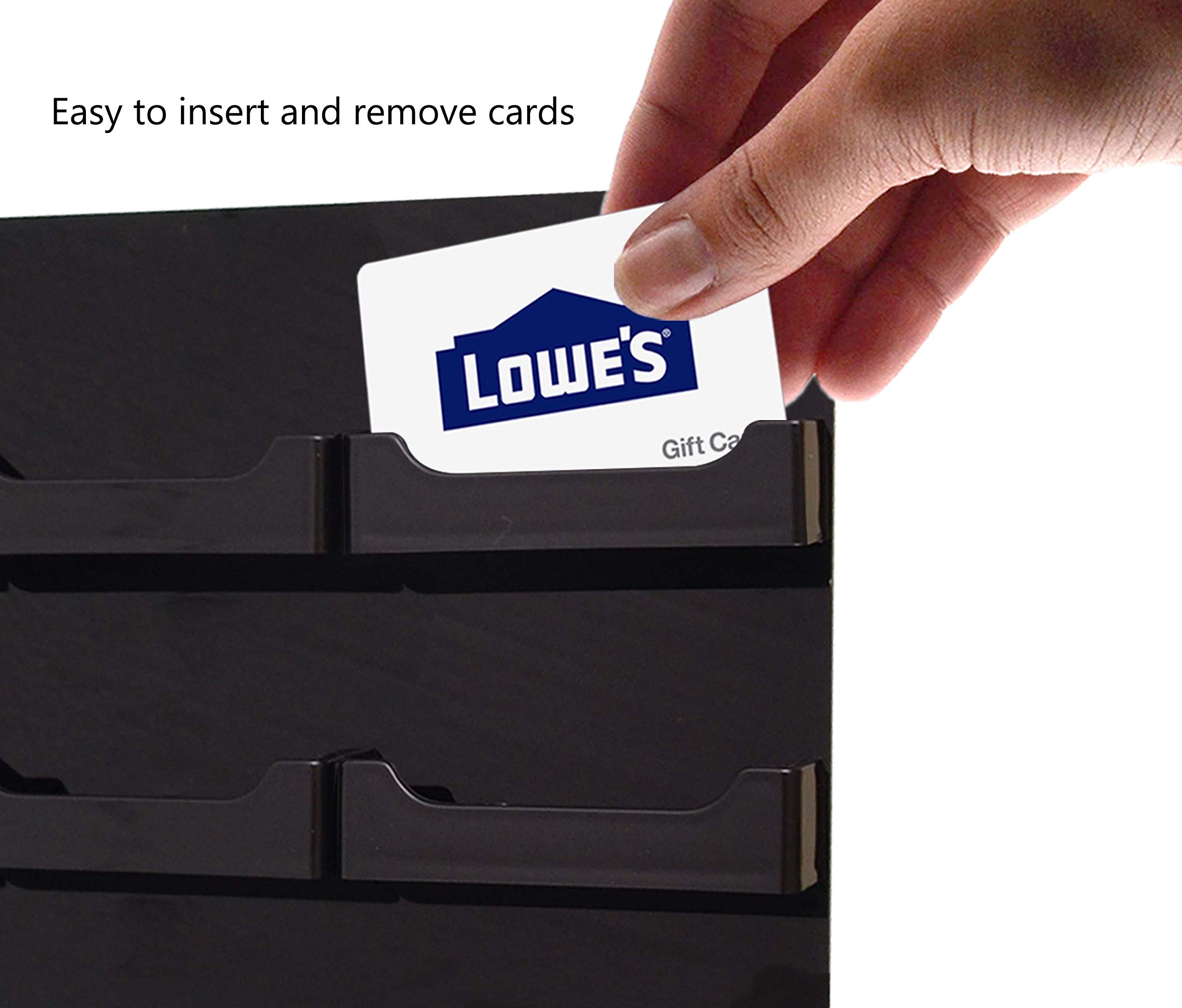 6 Pack Black Acrylic Hanging Business Card Holder - 15 Slot Rack for 3.5