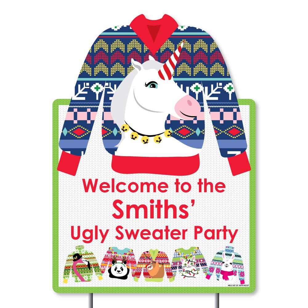 Personalized Wild & Ugly Sweater Party Decorations - Custom Holiday Christmas Animal Welcome Yard Sign for Xmas Party, Ugly Sweater Contest & Festive Home Decor