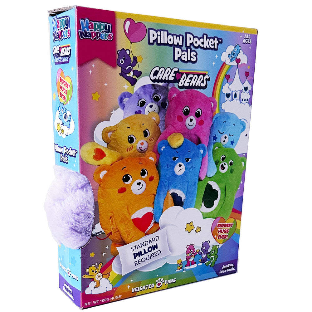 Care Bears Happy Nappers Share Bear Plush Pillow - Soft Stuffed Animal Toy for Kids, Cuddly Pocket Pal for Nap Time & Sleepovers - Perfect Gift for Children's Bedroom Decor & Comfort