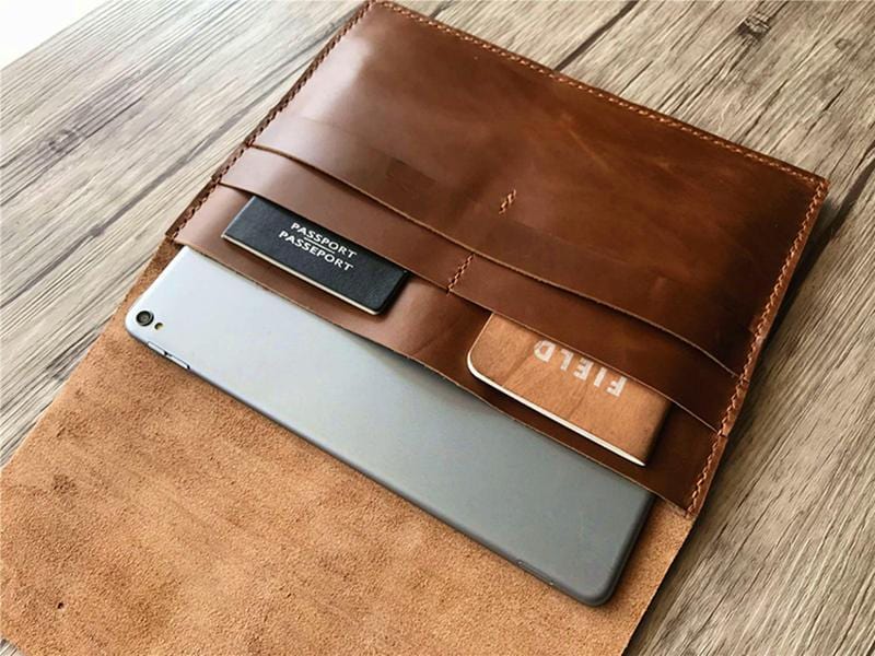 Premium 12 Inch Engraved Leather Laptop Sleeve Case for MacBook & Windows - Perfect for Office, Travel & School Protection