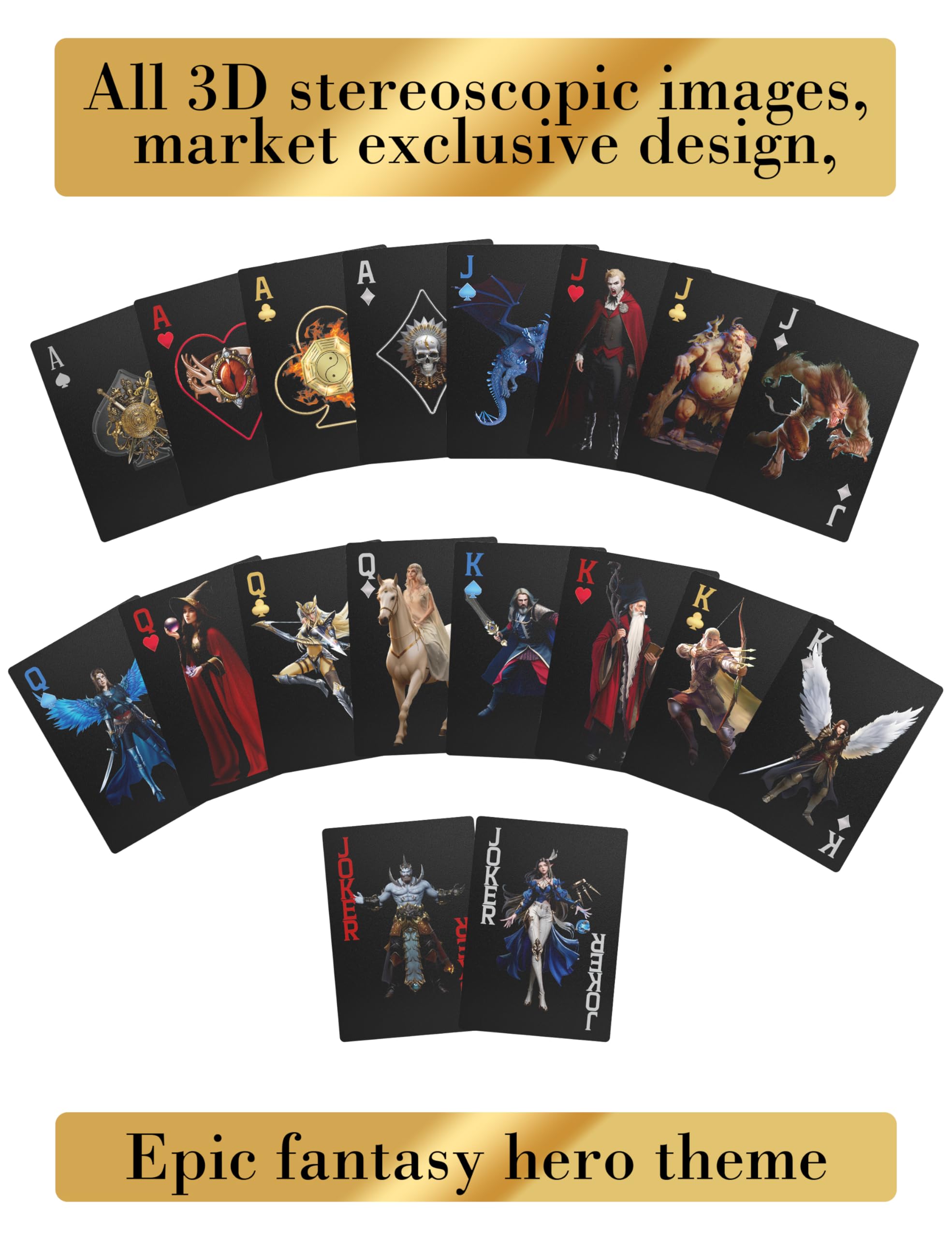 WJPC Magic Warrior Waterproof Plastic Playing Cards - Durable Deck for Poker, Games & Party Gifts (Epic Warrior Design) - Perfect for Pool Parties, Camping & Outdoor Adventures