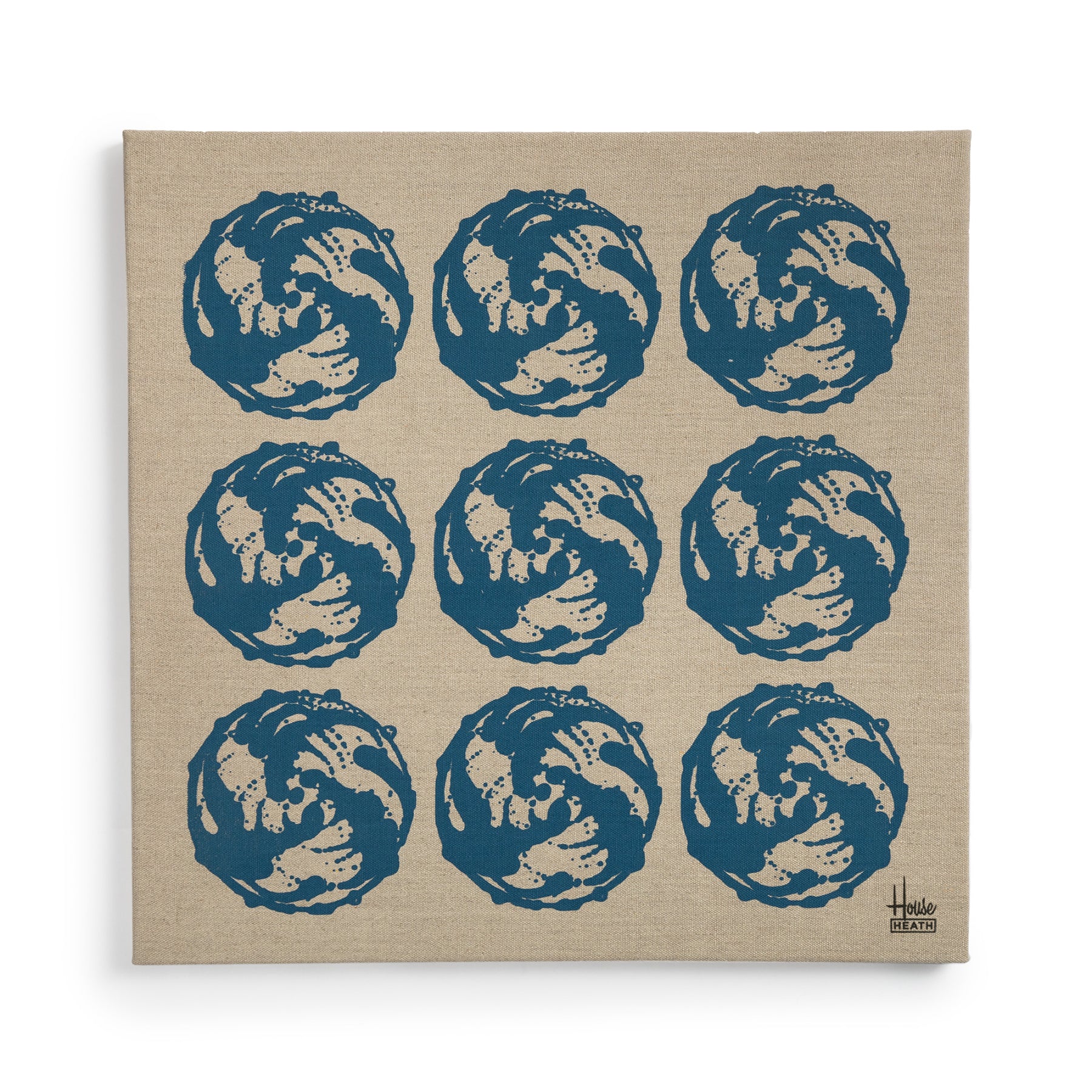 Blue Linen Screen Print - Handmade Home Decor for Living Room & Bedroom Wall Art