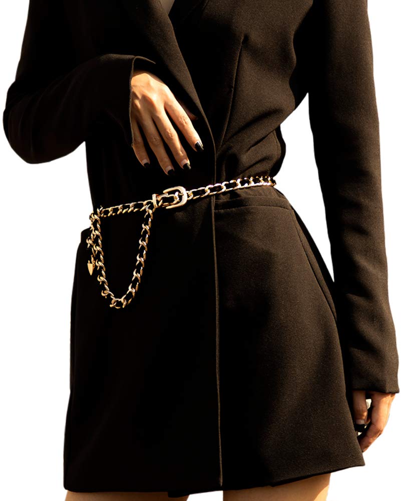ALAIX Women's Metal Chain Belt - Punk Rock Style Gold & Silver Waist Belt for Jeans | Gothic Fashion Accessory for Concerts & Night Out